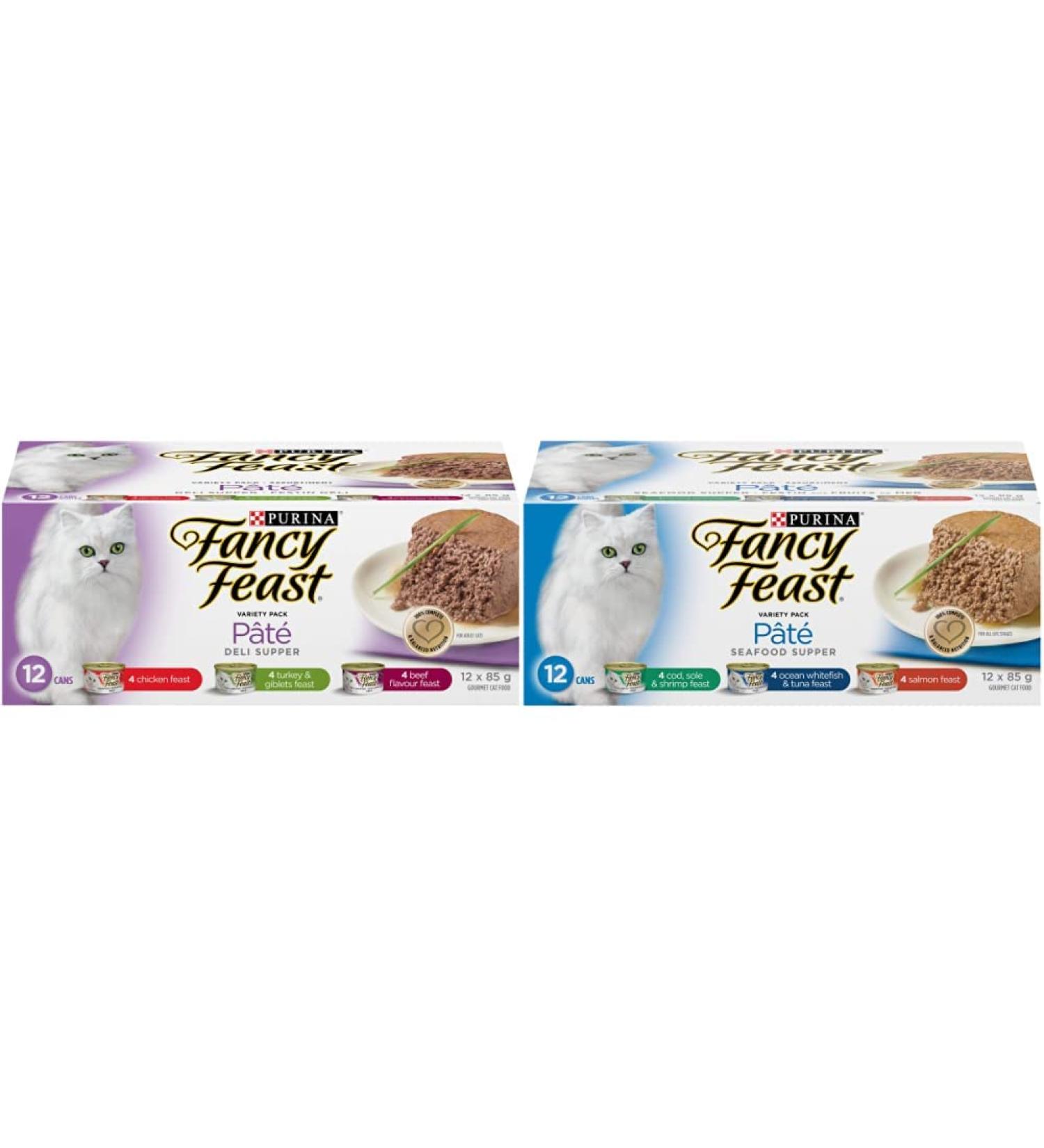 Fancy Feast Wet Cat Food Variety Packs - Deli Supper and Seafood Supper P t s (24 Cans) - Buy Online on GoSupps.com