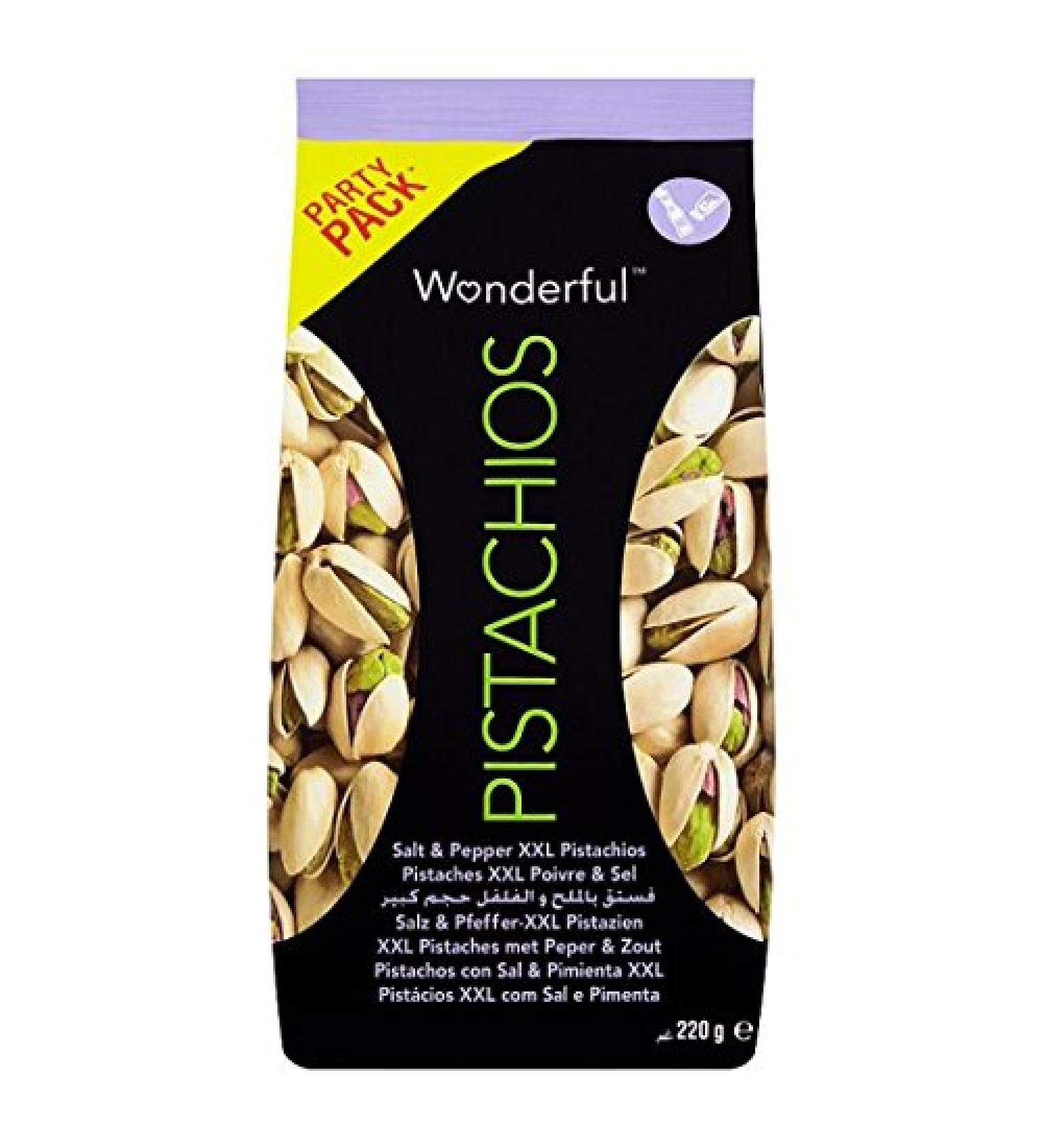 Wonderful Pistachios Wonderful Pistachio Nots Healthy snacks superfoods salt and pepper flavor 220g of pistachios