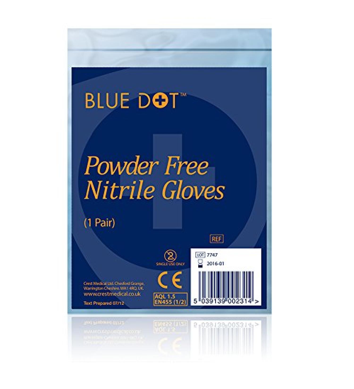 Blue Dot Non-Sterile Nitrile Powder Free Gloves Medium