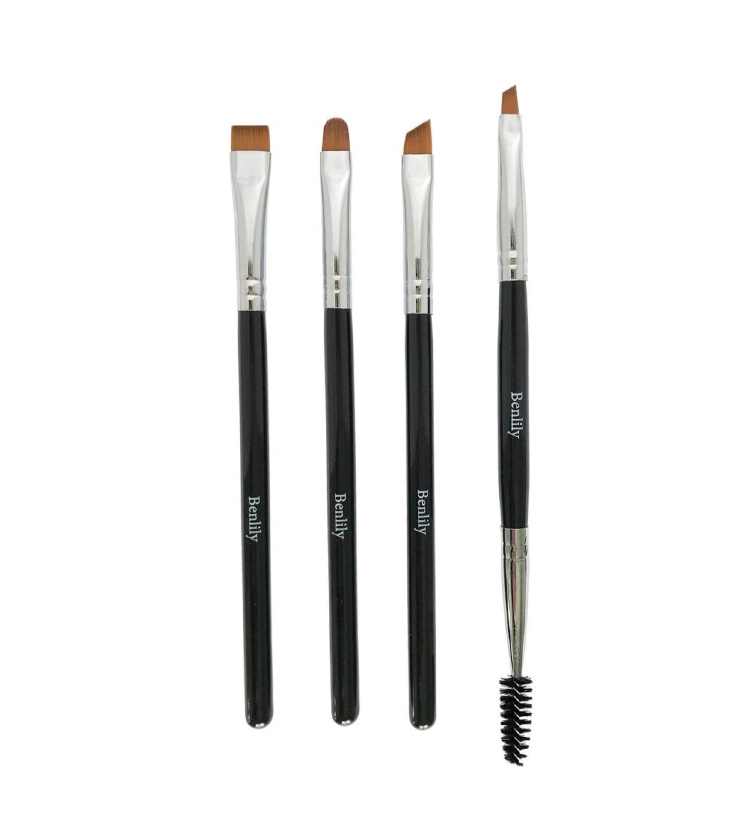 BENLILY 4pcs Eyebrow Brushes Set - Angled, Flat, Shader, and Spoolie Brush Kit - Buy Online on GoSupps.com