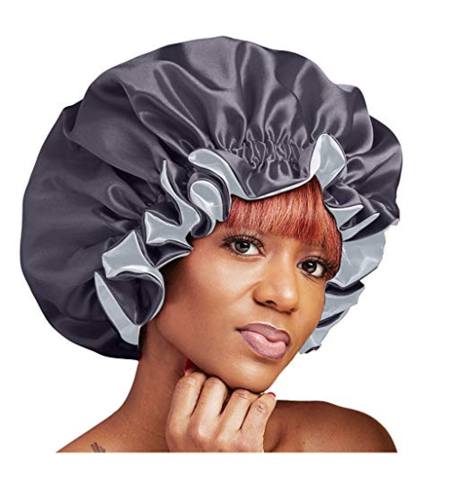 Cooling Satin Lined Bonnet Sleep Cap Hat | Unisex Women Beauty Silk Bonnet | Black One Size - Buy Online on GoSupps.com