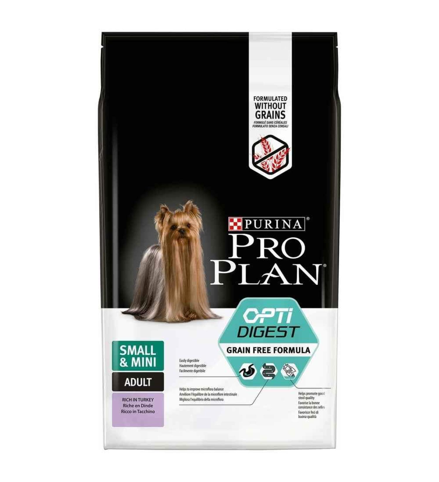 PURINA PRO PLAN | Small & Mini Adult 1+ Sensitive Digestion | Rich in Turkey | Grain Free Dry Food | Dog | 7kg Bag