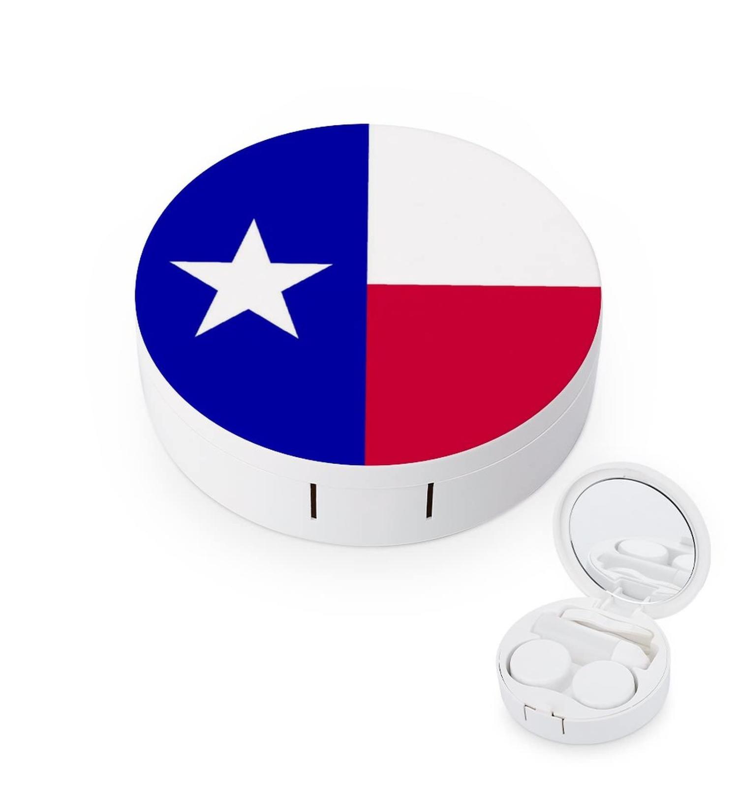 Texas Lone Star Flag Contact Lens Case Kit - Eye Care Box with Mirror Tweezers & Solution for Travel & Home - Buy Online on GoSupps.com