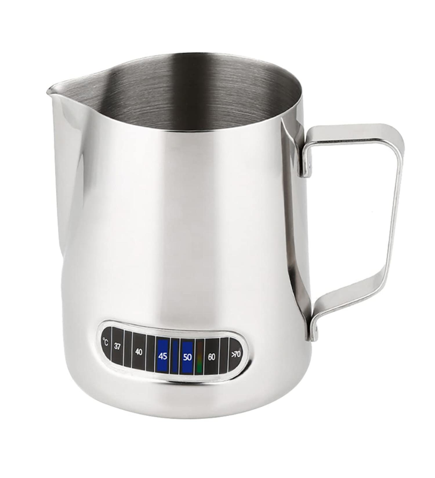 Duety Stainless Steel Milk Frothing Pitcher 600ml(20oz) Milk Frothing Pitcher with Thermometer Espresso Steaming Frothing Cup Milk Latte Art Jug for Espresso Machines and Latte Cappuccino Art Temperature Pulling Cup - Buy Online on GoSupps.com