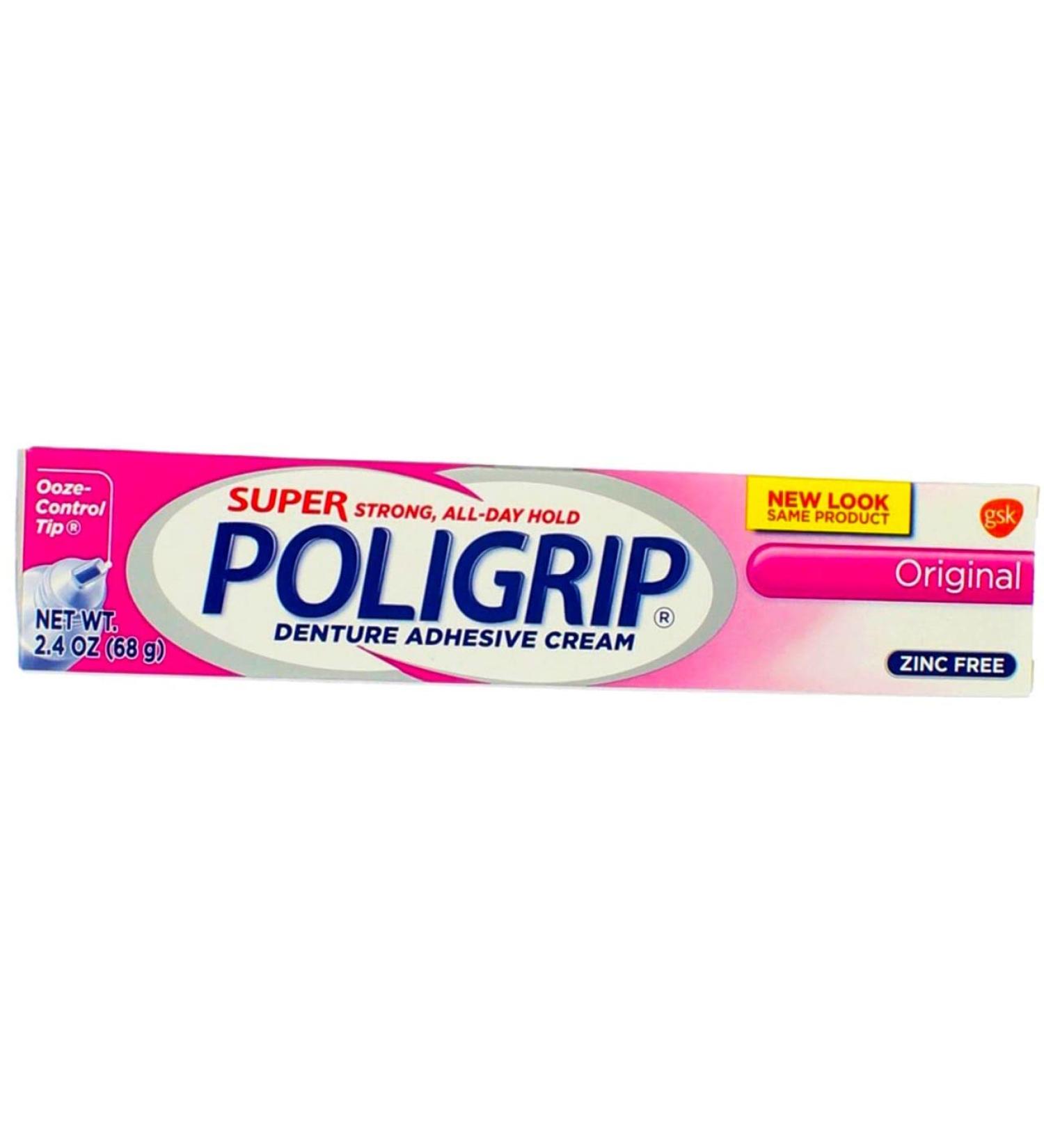 SUPER POLIGRIP Denture Adhesive Cream Original 2.40 oz - Long Lasting Hold for Secure Dentures | Worldwide Shipping - Buy Online on GoSupps.com