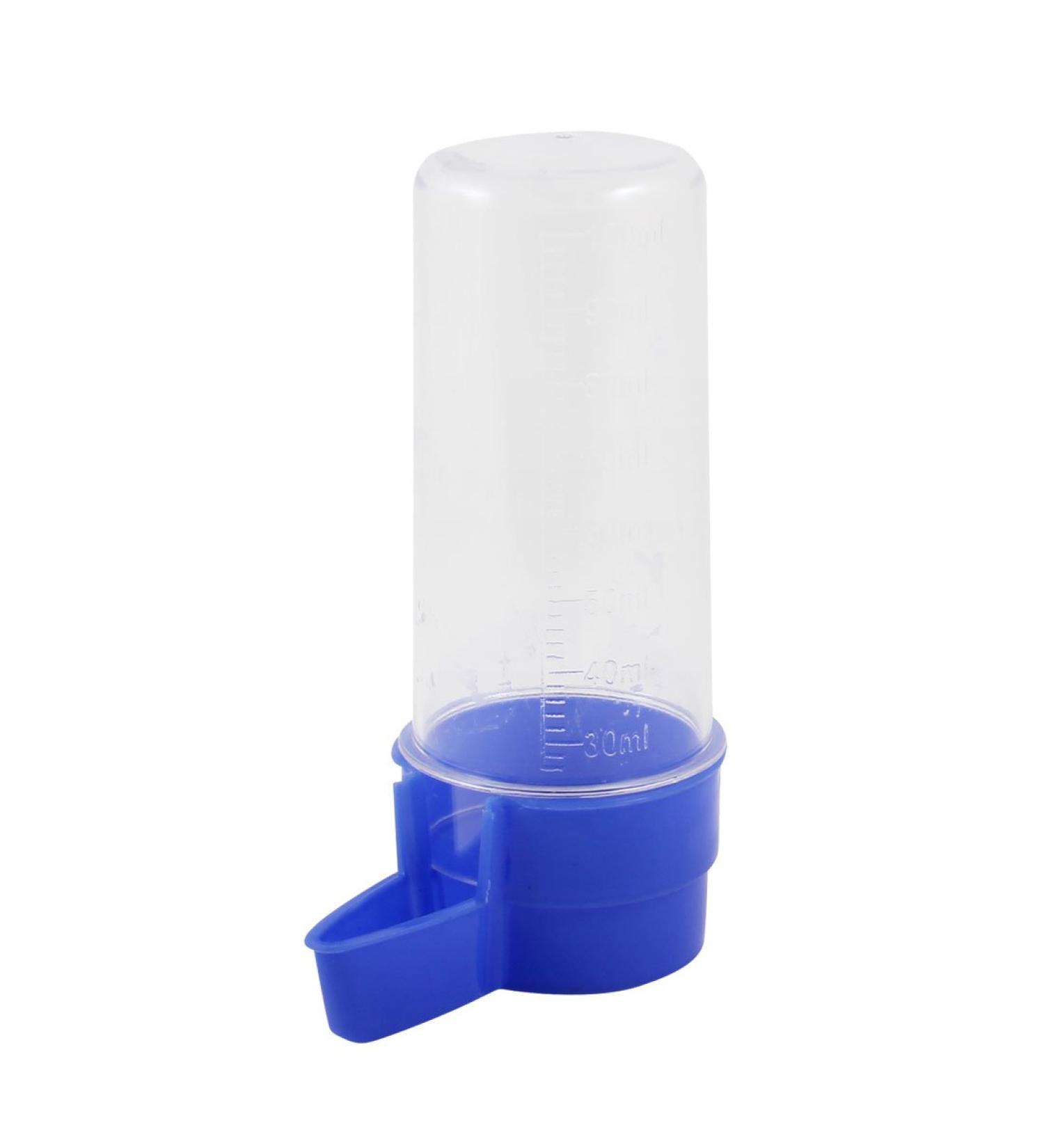Ruilogod Cage Pet Parrot Bird Blue Clear Water Fountain Bottle Waterer 100ml