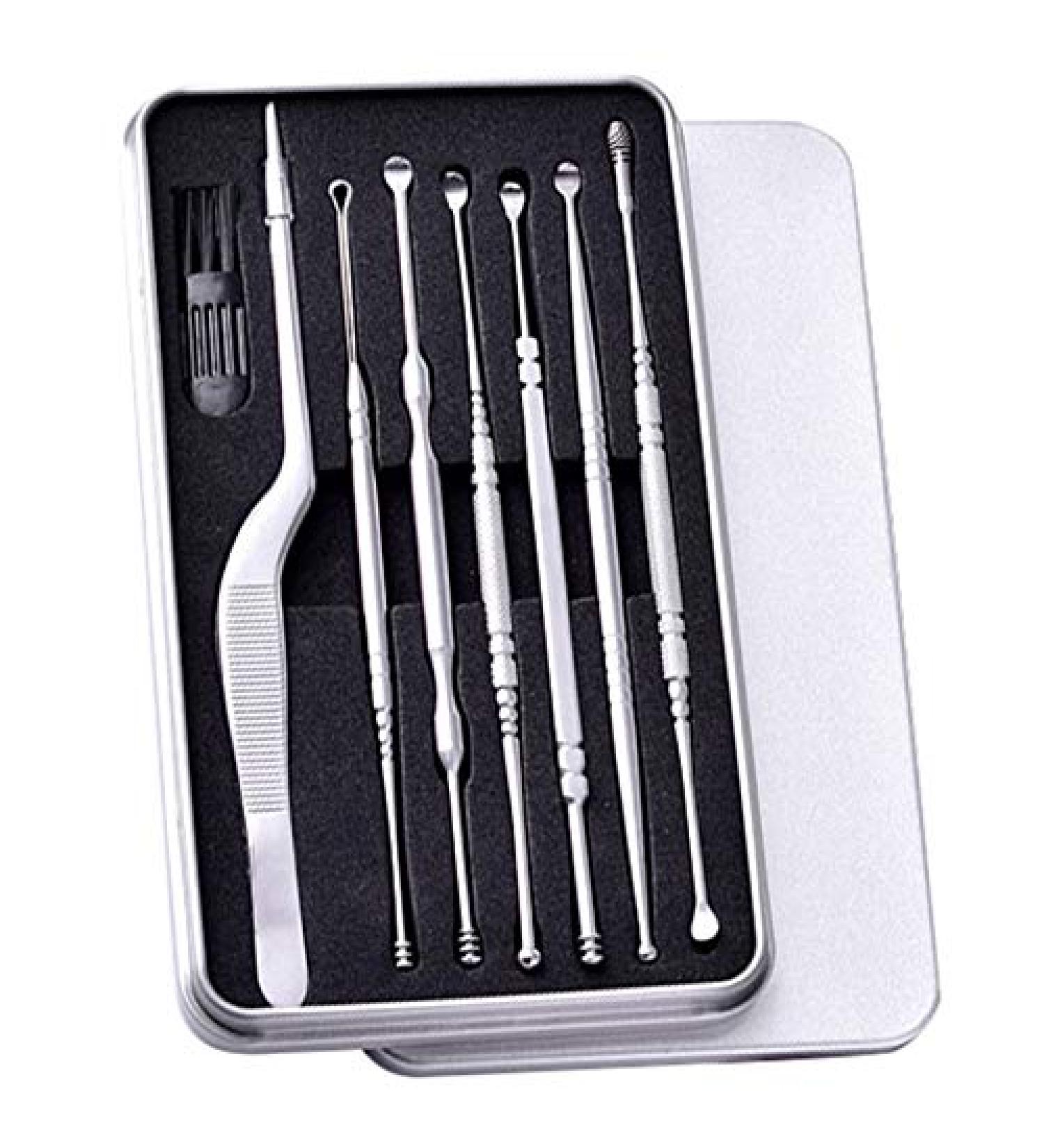 qazaa Silver 7Pcs Stainless Steel Ear Pick Spoon Ear Wax Cleaner Health Curette Ear Earwax Remover Cleaning Selection Tools - Buy Online on GoSupps.com