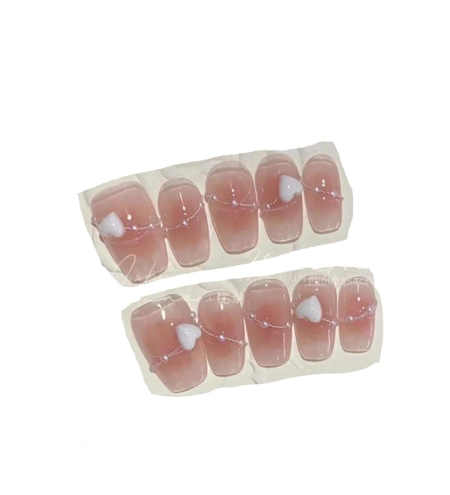 Handmade acrylic pink blush wearable false nails with glue full cover short press on nails lovely girls Nail enhancement (Color : 1 Size : S) - Buy Online on GoSupps.com