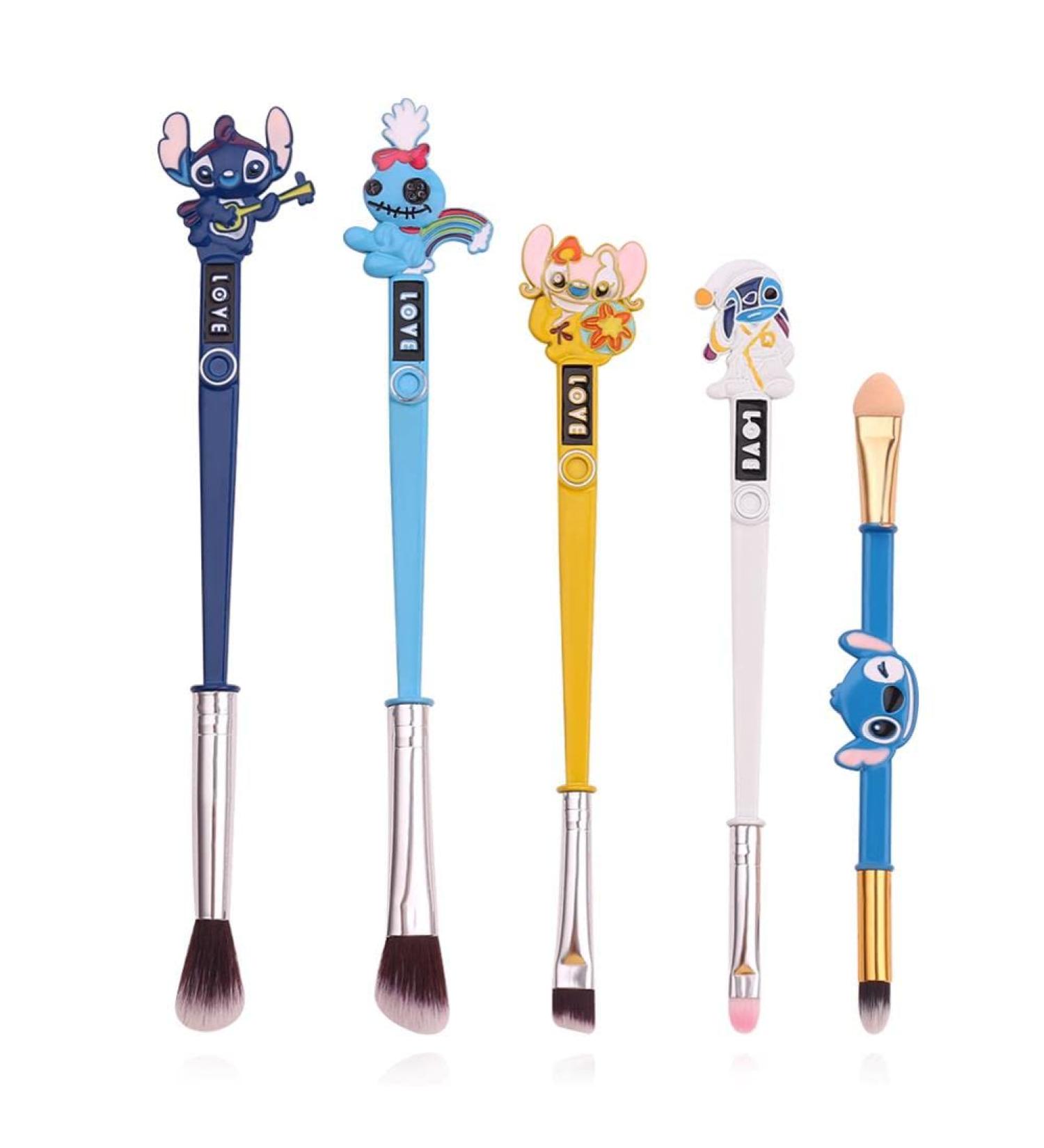 Ohana Stitch Makeup Brushes Set - Cartoon Experiment 626 Brush Set featuring Baby Stitch & Angel | Creative & Fun Makeup Essentials - Shop Internationally - Buy Online on GoSupps.com