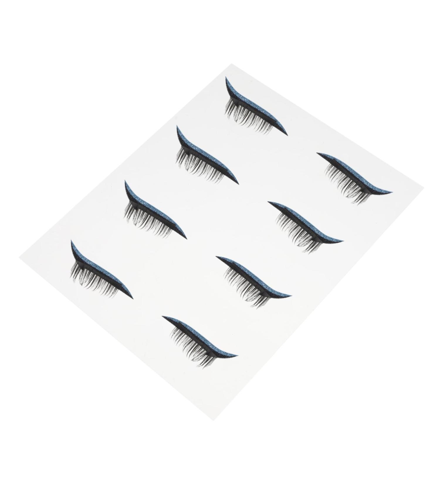 Mipcase 4 Pairs False Eyelashes Eye Makeup Sticker Stickers Glitter Eyeliner Eye Line Sticker Glitter Powder 4x1.5cm Blue - Buy Online on GoSupps.com