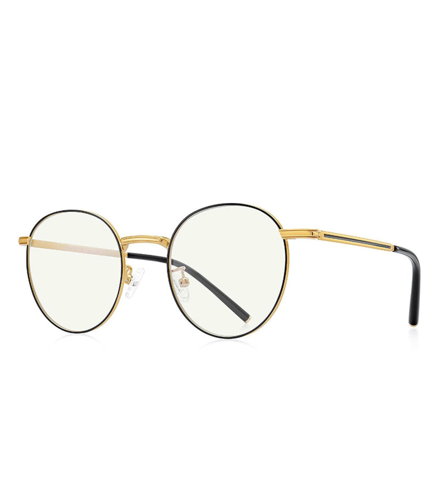 Pure Titanium Anti Blue Light Blocking Glasses For Women And Men Retro Oval Eyewear Gold Black XDD996 - Buy Online on GoSupps.com