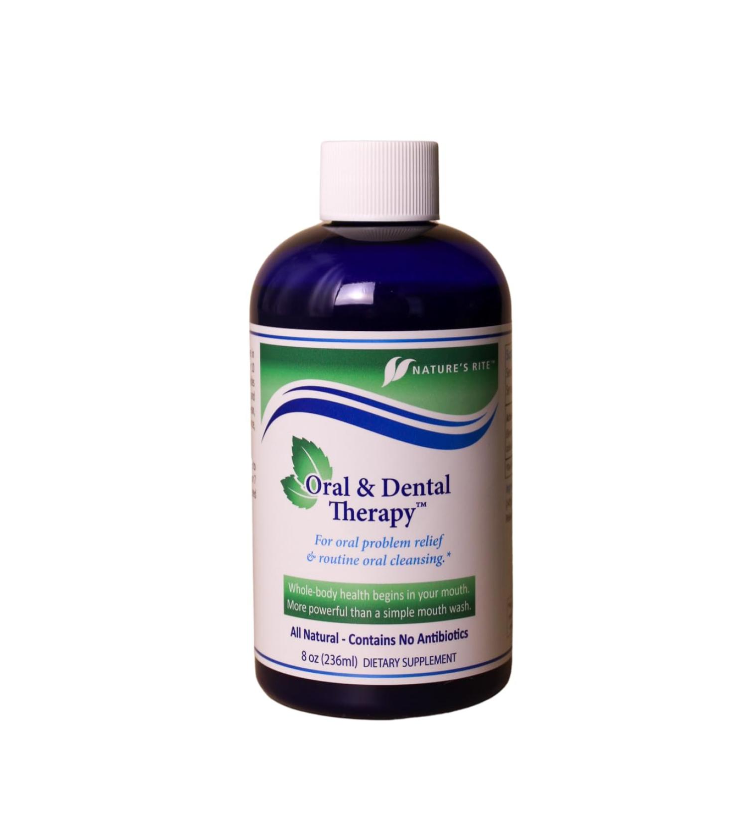 Nature's Rite Oral and Dental Therapy - Mouthwash for Fresh Breath and Healthy Gums - All Natural Oral Care Solution - Polysorbate 20 Silver Colloid Peppermint Oil - 236 ml - Buy Online on GoSupps.com