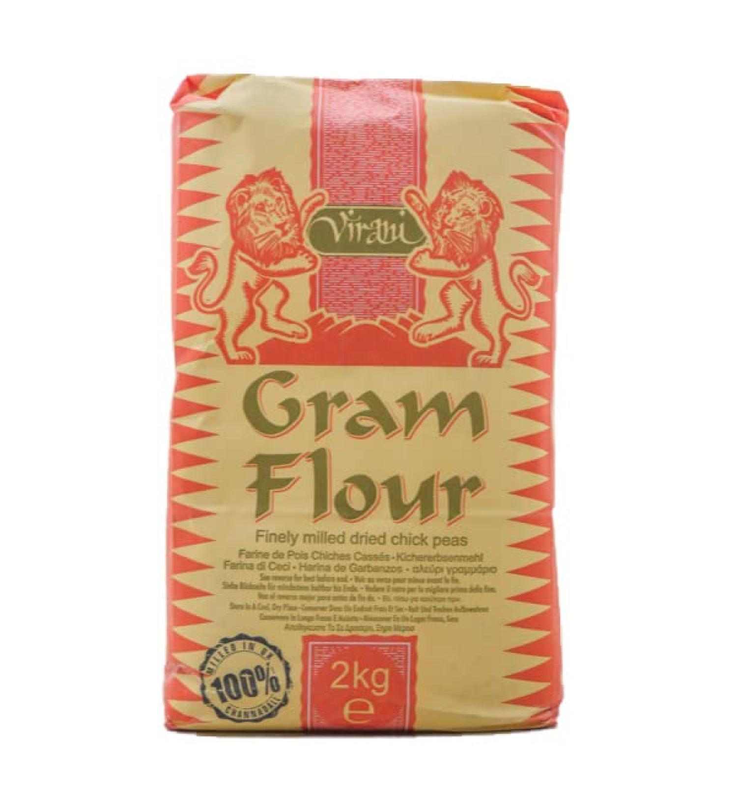Virani Gram Flour 2kg (Pack of 1) - Used in Curries as a Thickener - Also Used to make Pakoras Onion Bhajees