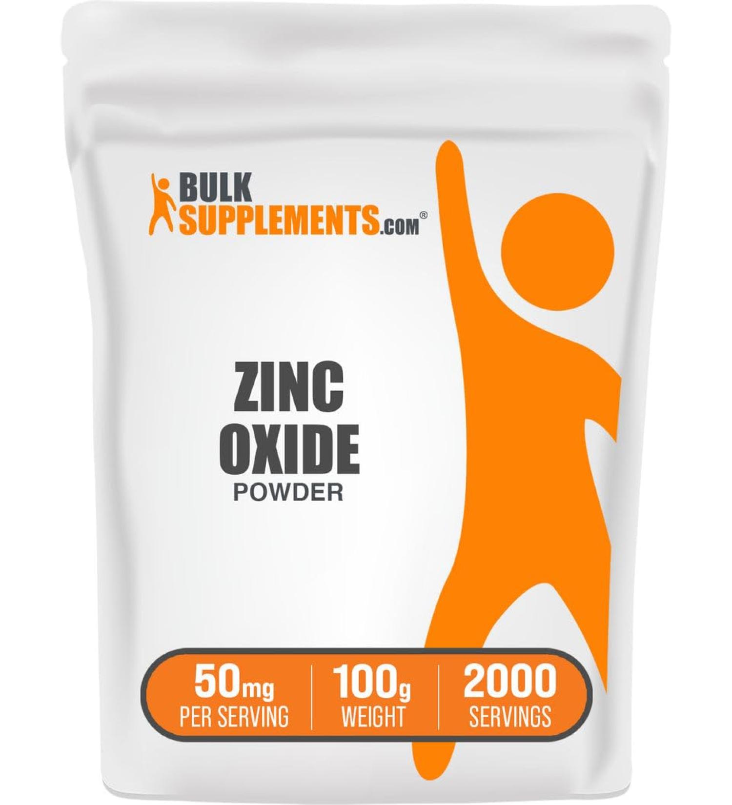 BulkSupplements.com Zinc Oxide Powder - Zinc Oxide Supplement Mineral Supplement for Immune Support - Gluten Free 50mg per Serving 250g (8.8 oz) (Pack of 1) 8.8 Ounce (Pack of 1) - Buy Online on GoSupps.com