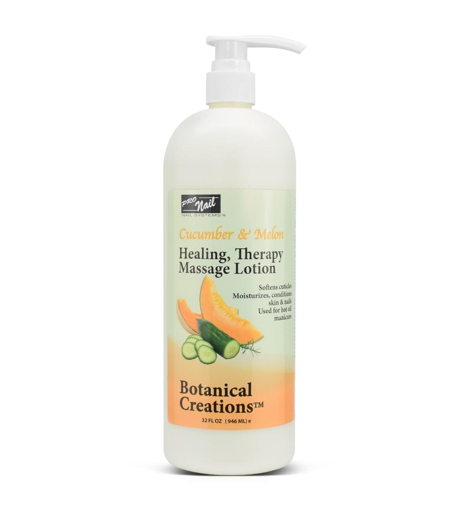 PRONAIL - Healing Therapy Massage Lotion Cucumber Melon 32 Oz - Professional Pedicure Body and Hot Oil Manicure Infused with Natural Oils Vitamins Panthenol and Amino Acids