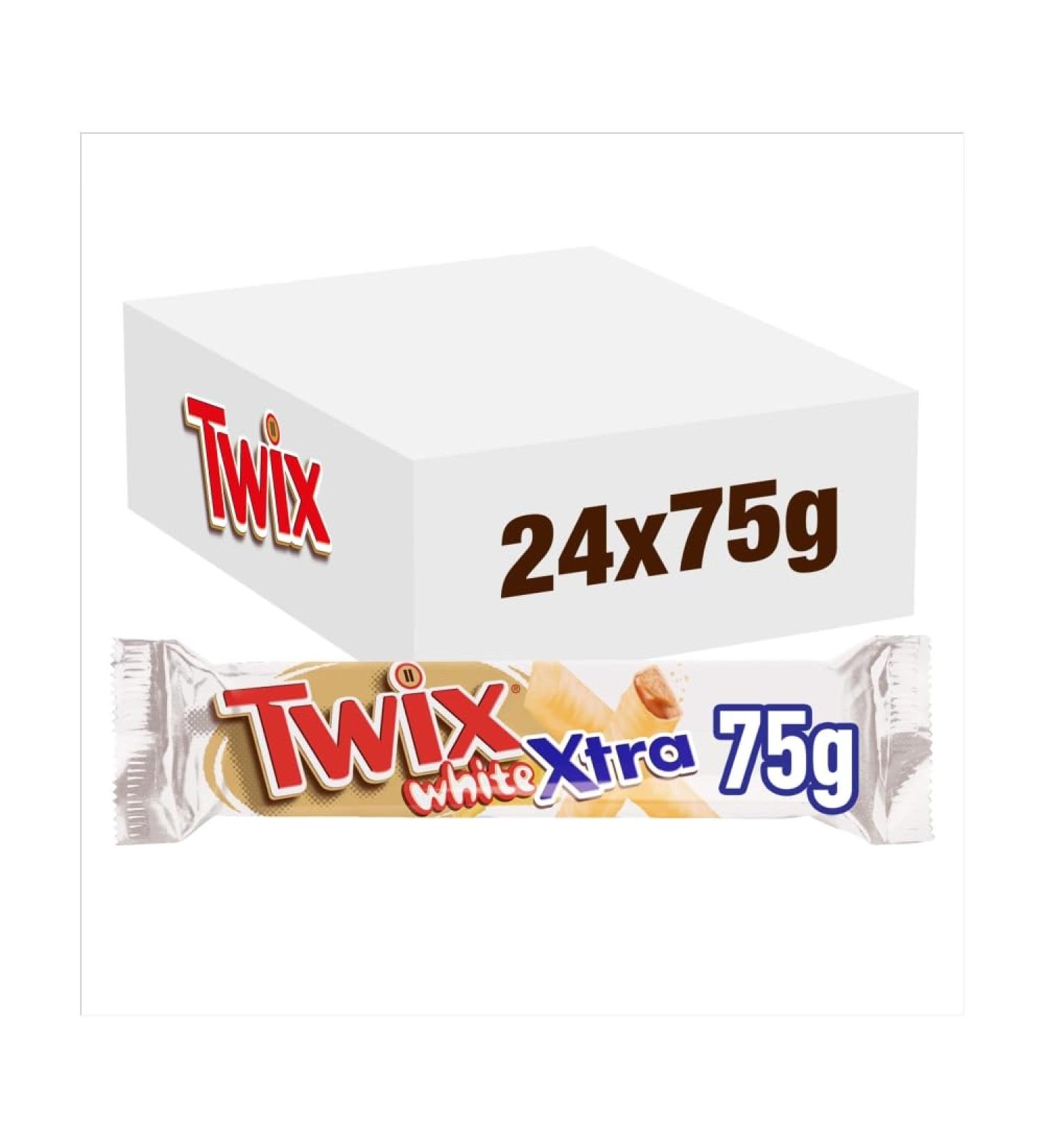  Twix Twix Xtra Pack of 24 Double Chocolate Biscuit Bars White 75g - Buy Online on GoSupps.com