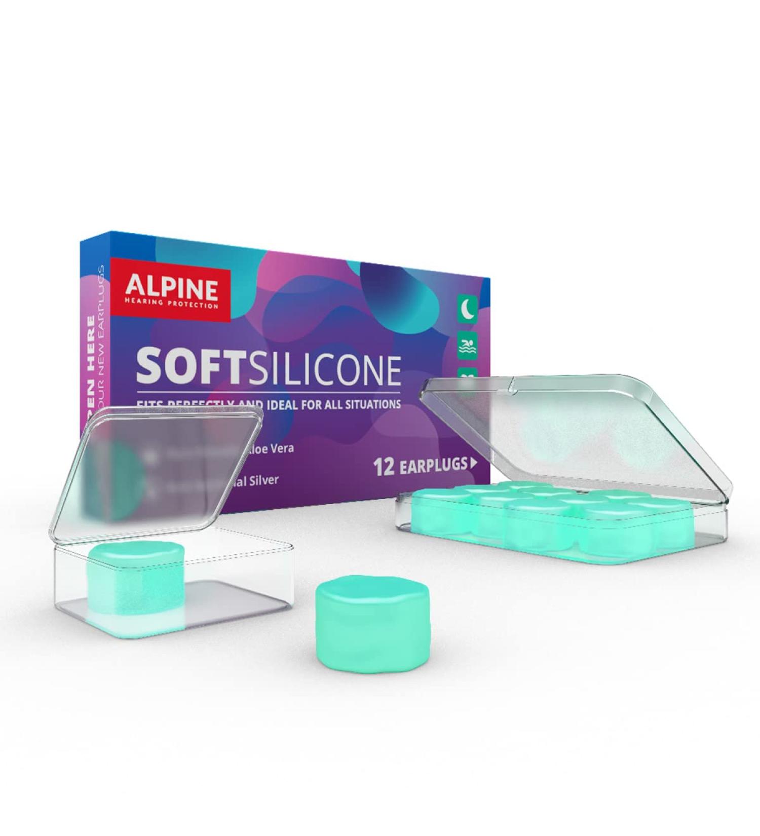 Alpine SoftSilicone Moldable Ear Plugs - 12 Pack - 28dB Noise Reduction for Sleep, Swim, Concentration - Buy Online on GoSupps.com