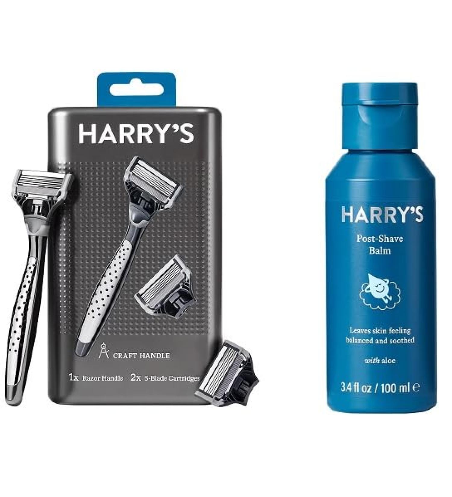 Men's Harry's Manual Craft Razor Handle & Blades Set with Post-Shave Balm | Premium Shaving Essentials - Buy Online on GoSupps.com