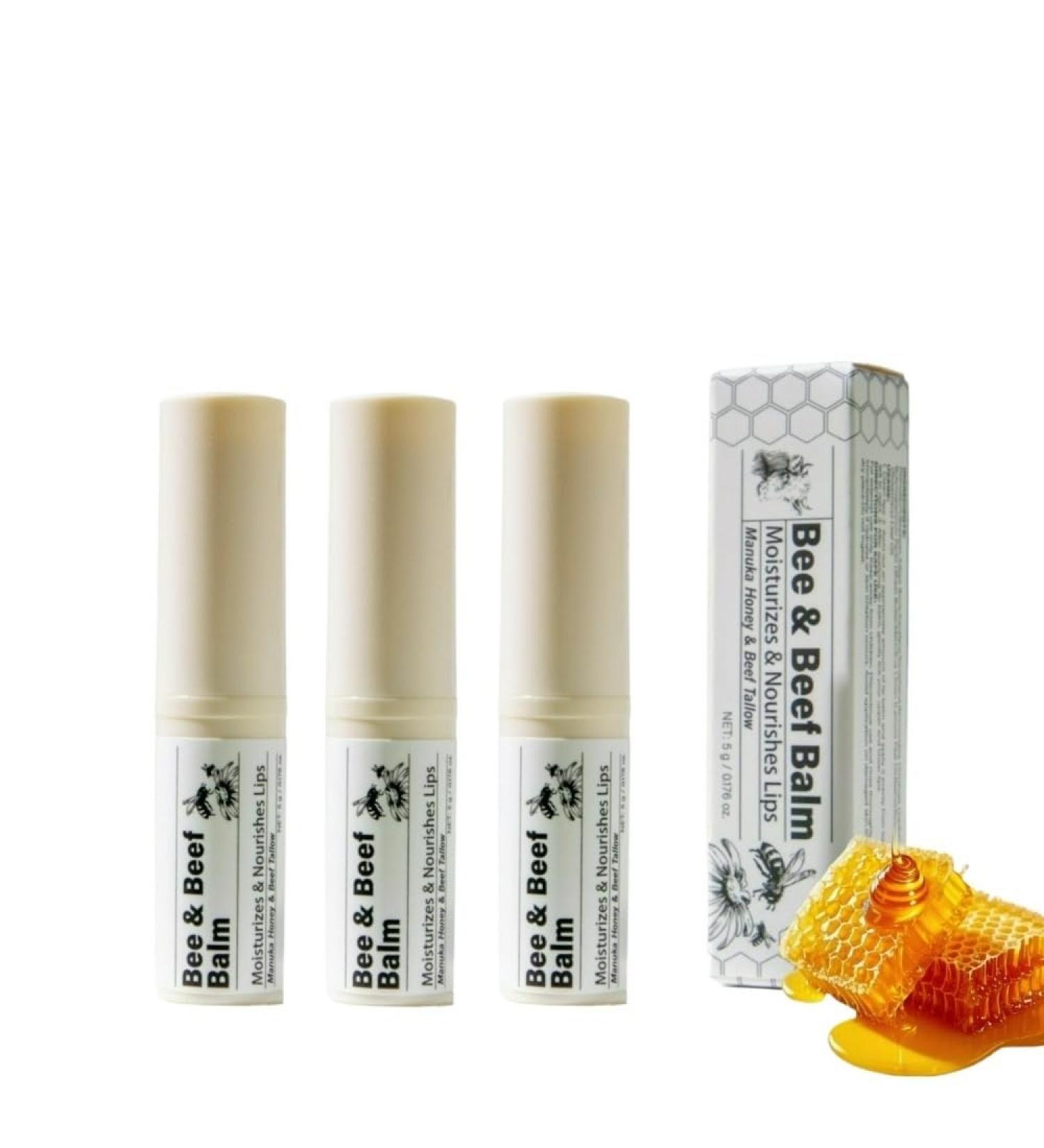 Moisturizing Tallow Lip Care Balm Grass-Fed Beef Tallow Lip Balm with Honey Shea Butter & Squalane Natural Lip Care for Dry Chapped Lips 3Pack - Buy Online on GoSupps.com