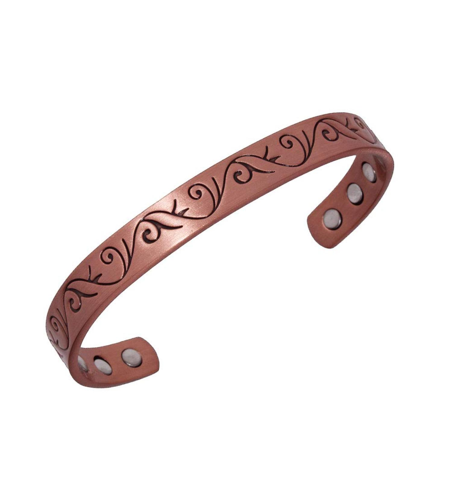 LONGRN Copper Magnetic Bracelet for Men & Women - 6 Powerful Magnets for Health Benefits | Stylish Alternative Therapy Jewelry - Buy Online on GoSupps.com