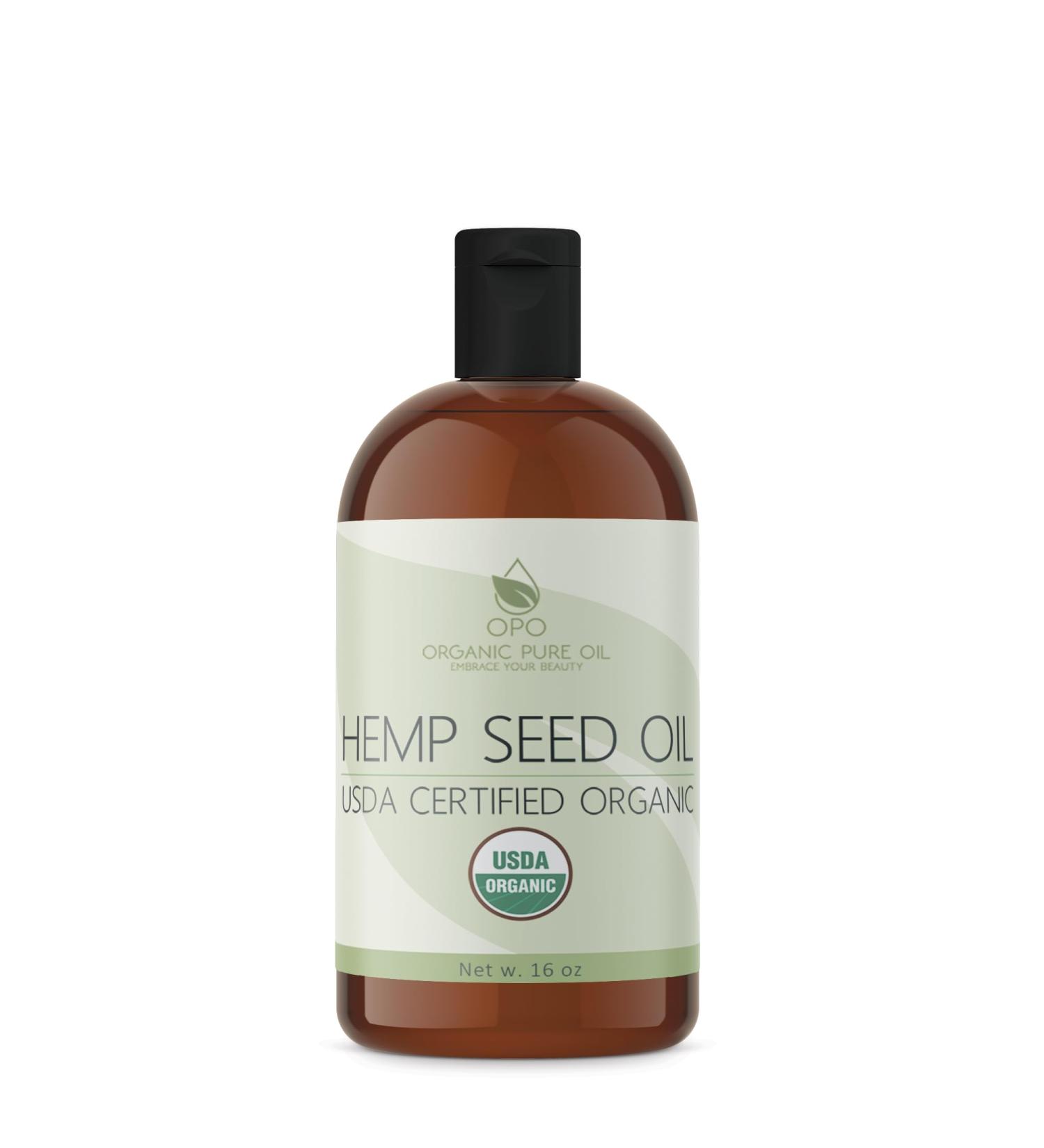 OPO Organic Hemp Seed Oil - 16 oz - USDA Certified Organic - Pure Cold Pressed Non-GMO Extra Virgin Vegan Bulk Carrier Oil Omega 3 6 9 Tinctures DIY Essential Oils Formulations Soap - Buy Online on GoSupps.com