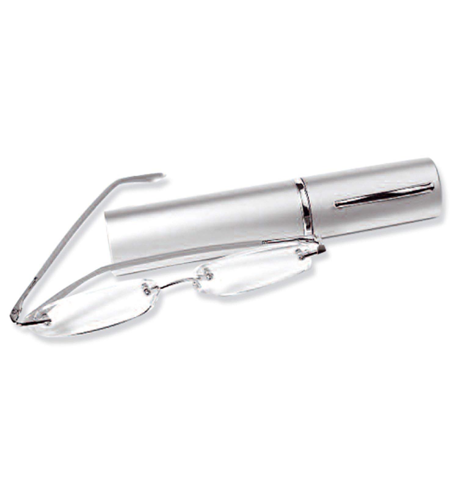 Cadenis rimless reading glasses reading aid with case silver 3.00 dpt. (121-107-300) Silver +3.00 diopters