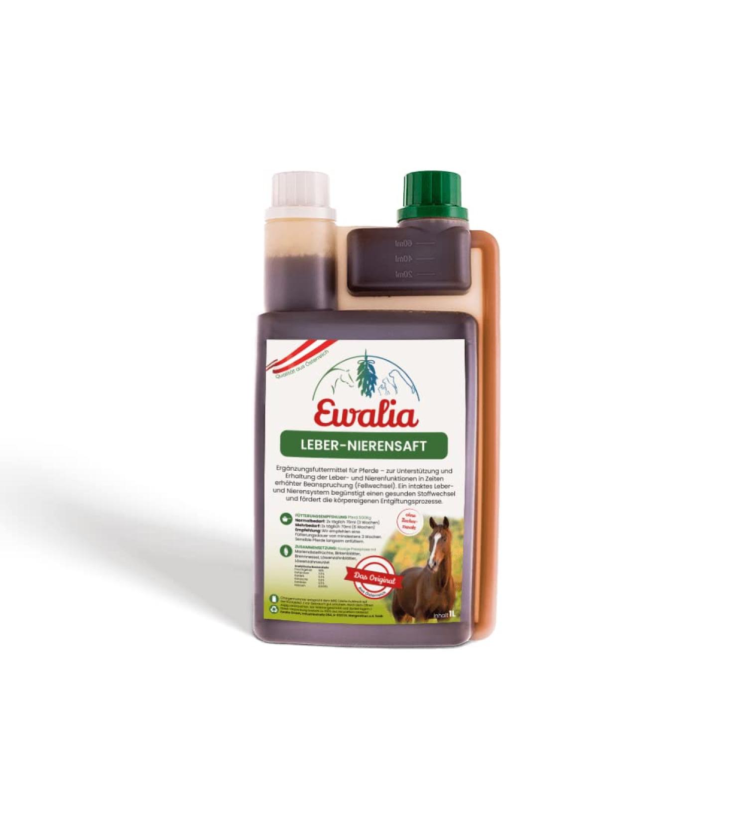 NEW!Ewalia liver -renal juice - vitalizing supplementary feed for horses support for the liver and kidneys during the change of fur natural detoxification aid 100% pure 1 liter