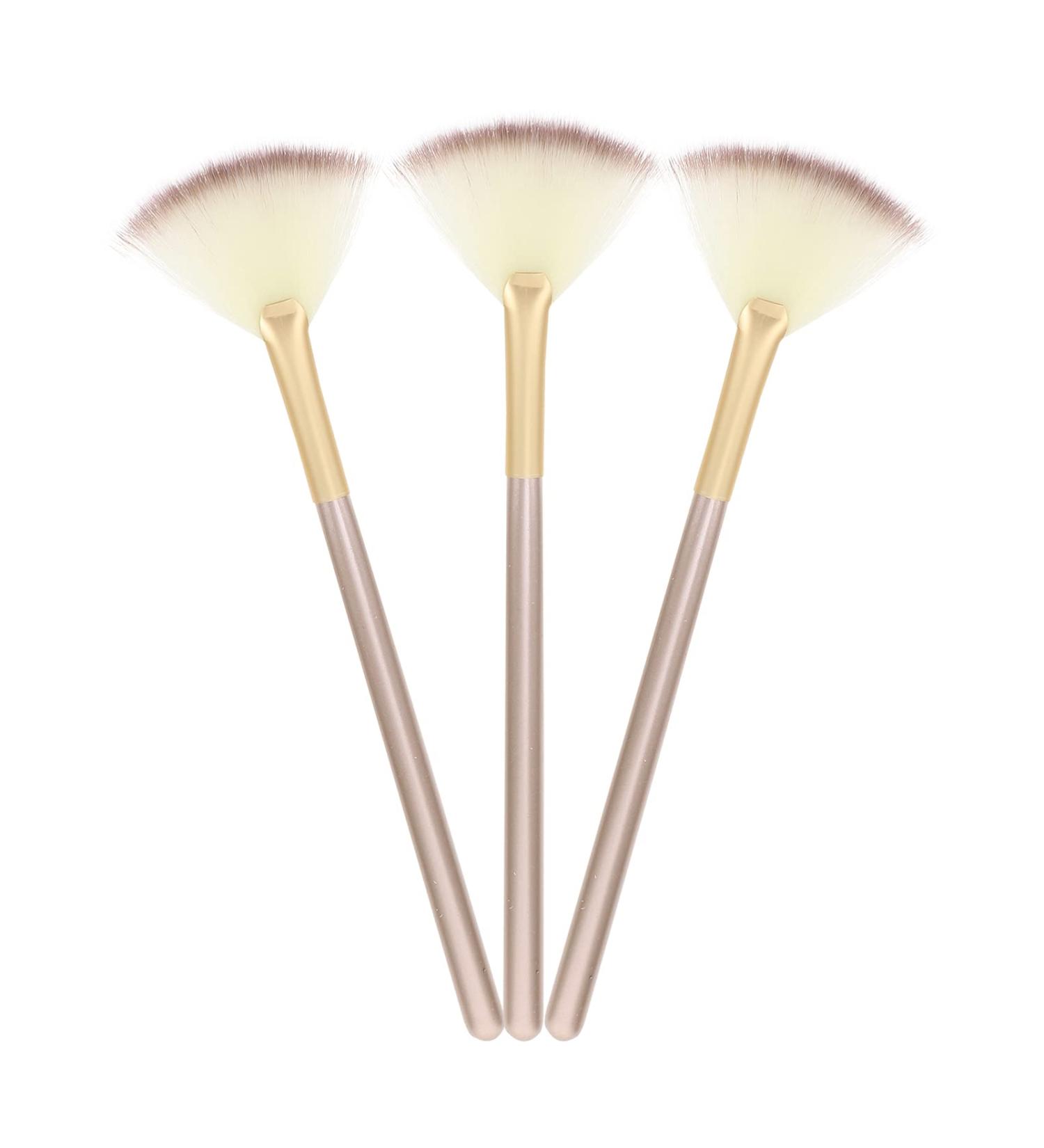 FRCOLOR 3pcs Esthetician Supplies: DIY Bronzer Fan & Multi-Function Highlighter Brush Set for Travel - Perfect for Makeup & Contouring - Buy Online on GoSupps.com