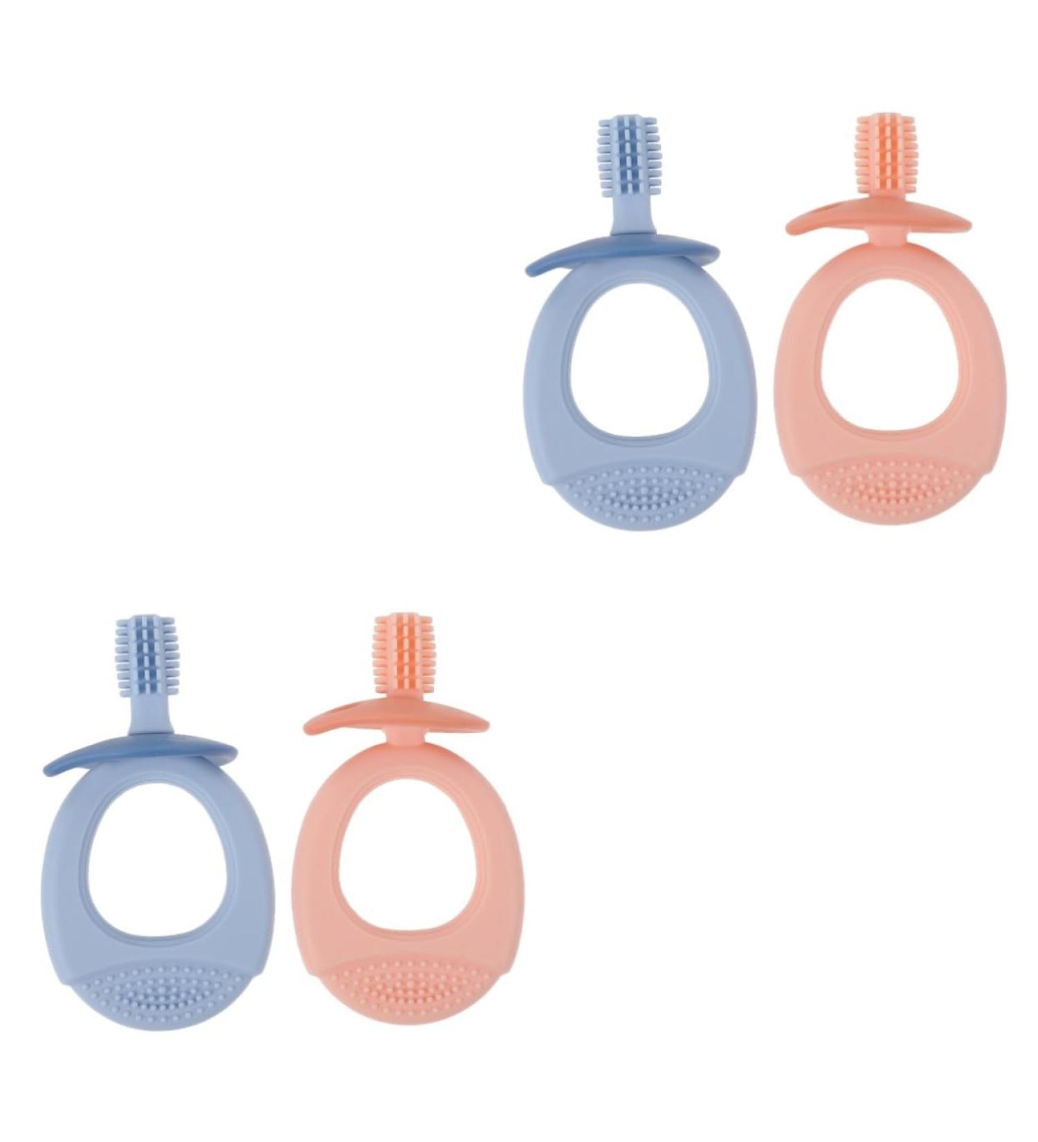 Minkissy 4-Pack Silicone Baby Toothbrushes for Teething - Soft Fur Toddler Oral Care Toys - Buy Online on GoSupps.com