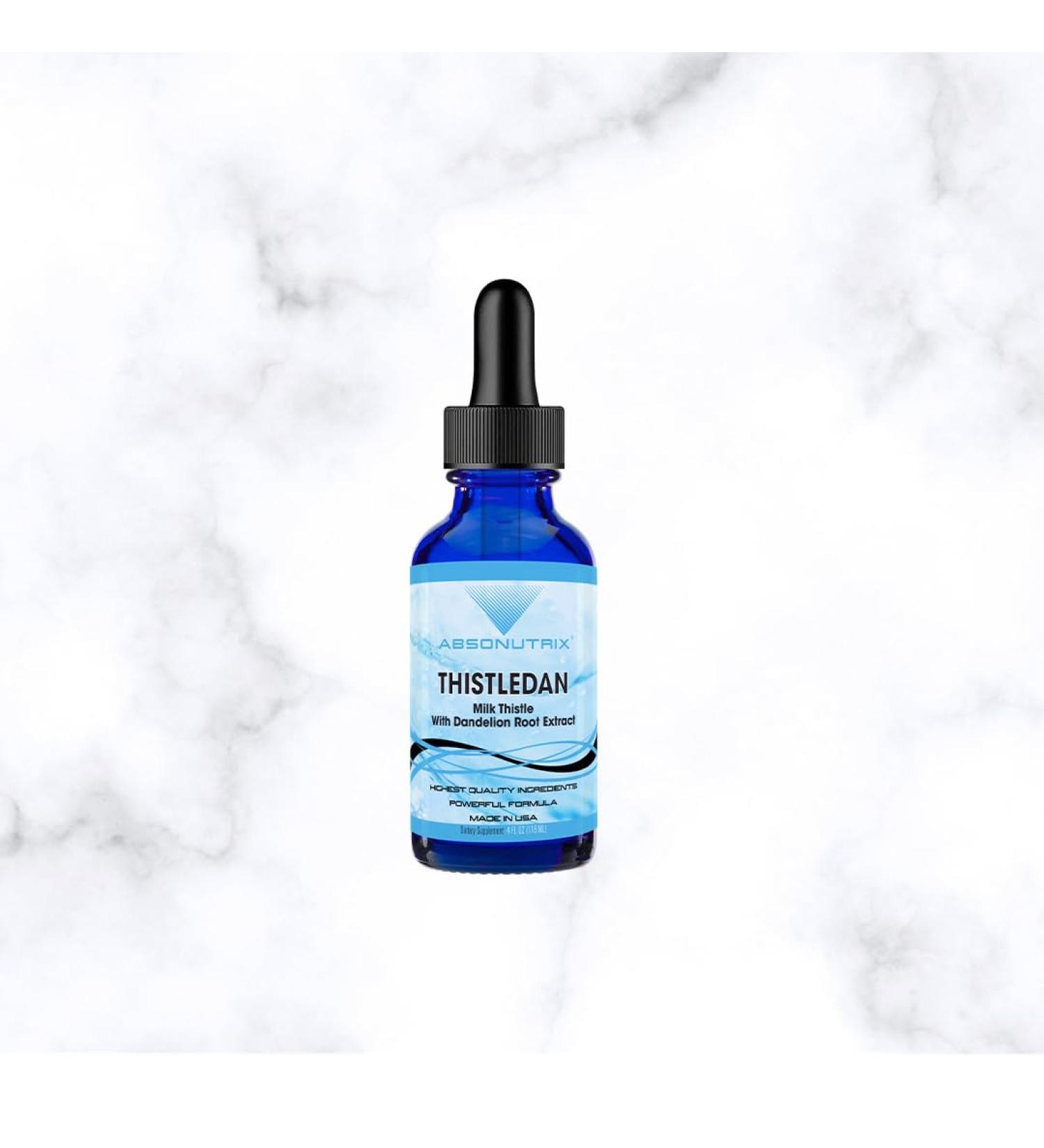 Absonutrix Thistledan 390 mg 4 FL OZ Liquid 302 Servings Made in USA Plant-Based Ingredients Artichoke Leaf Burdock Root Dandelion Root Milk Thistle Gluten-Free Non-GMO GMP Certified - Buy Online on GoSupps.com