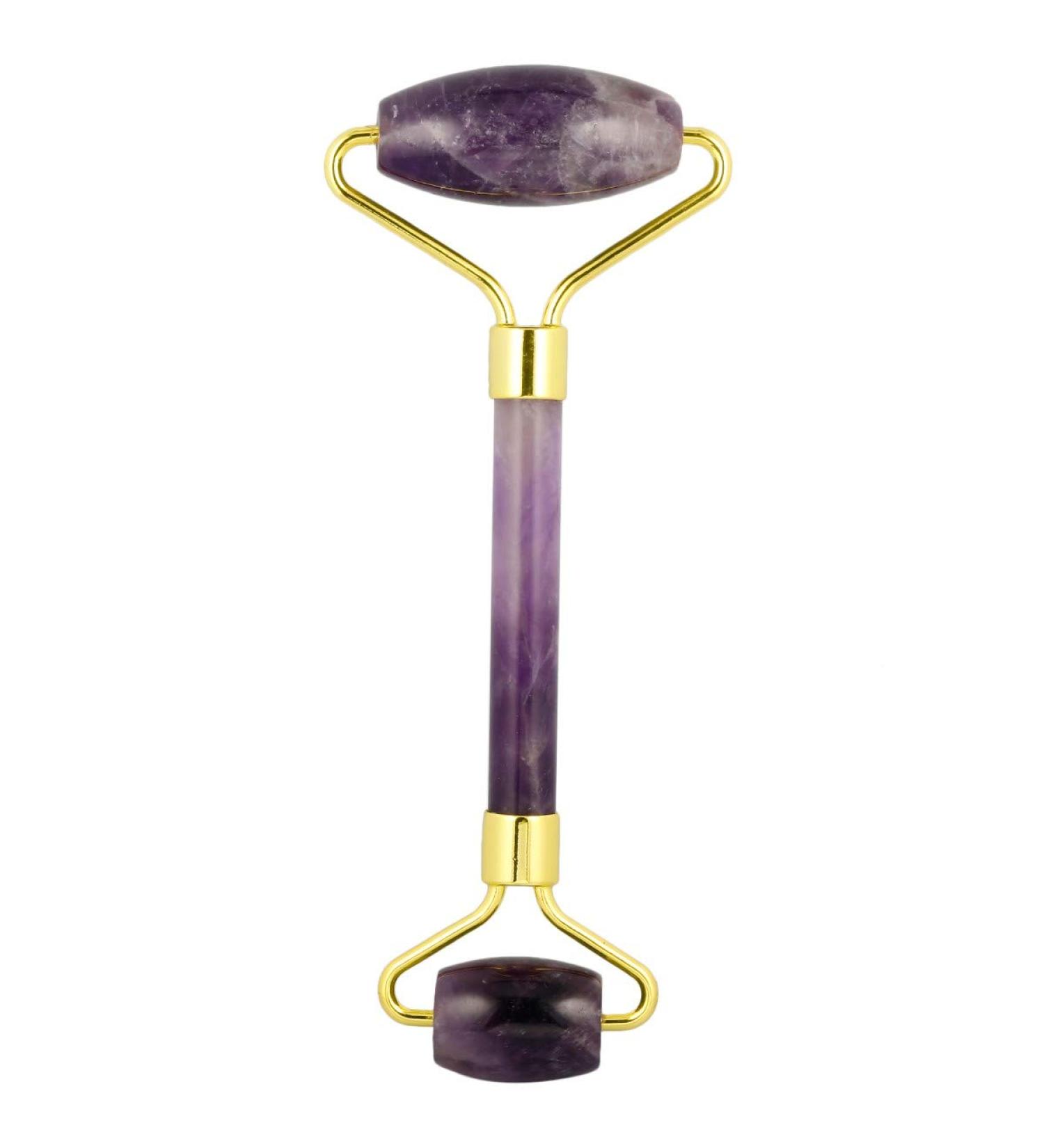 Rockcloud Amethyst Crystal Stone Roller Massager - Anti-Aging Face & Neck Therapy Tool for Wrinkle Healing & Slimming | International Shipping - Buy Online on GoSupps.com