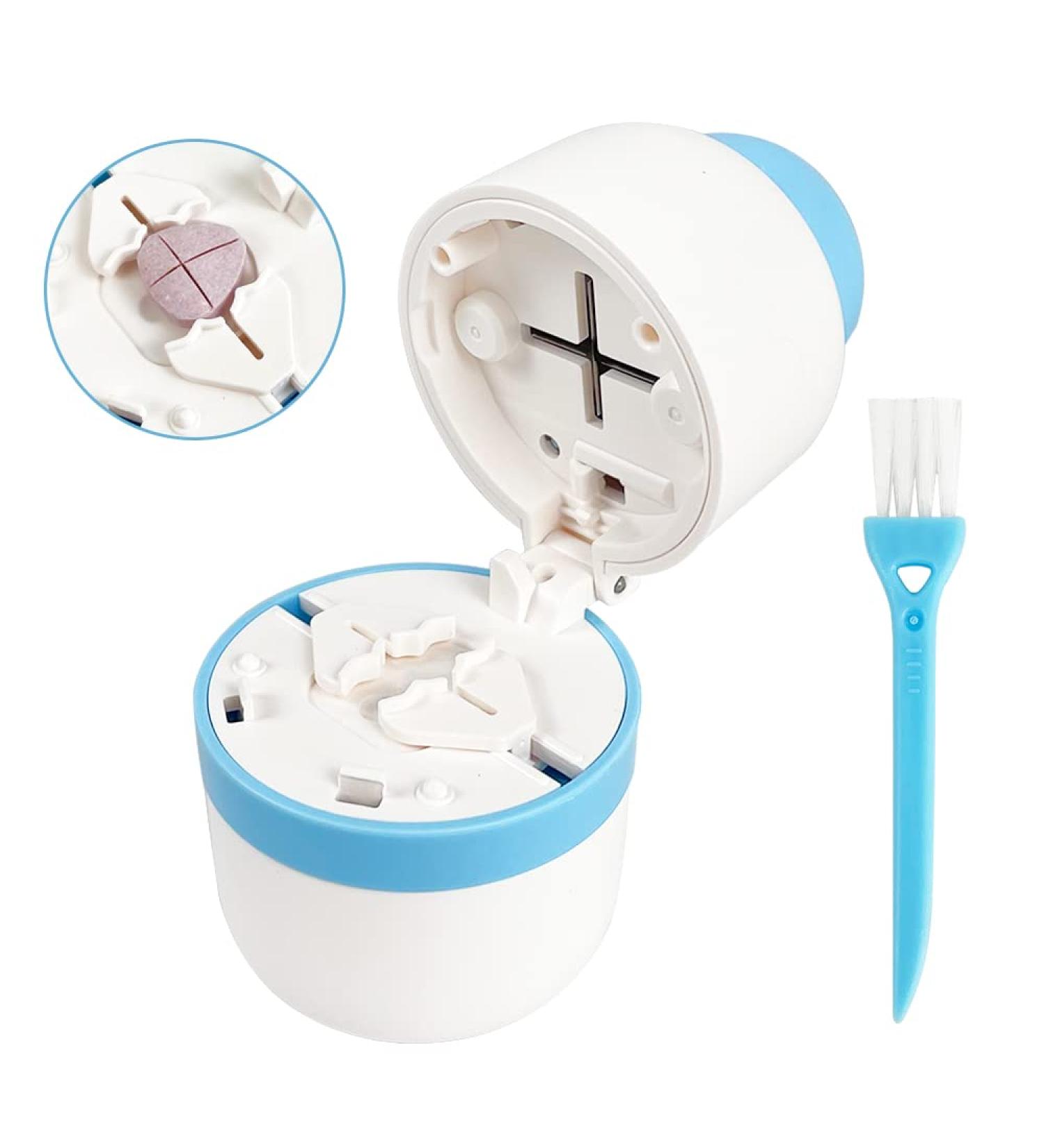 Pill Cutter - Stainless Steel Blade for Splitting Pills in Half or Quarter - Suitable for Vitamins and Tablets (Blue) - Buy Online on GoSupps.com