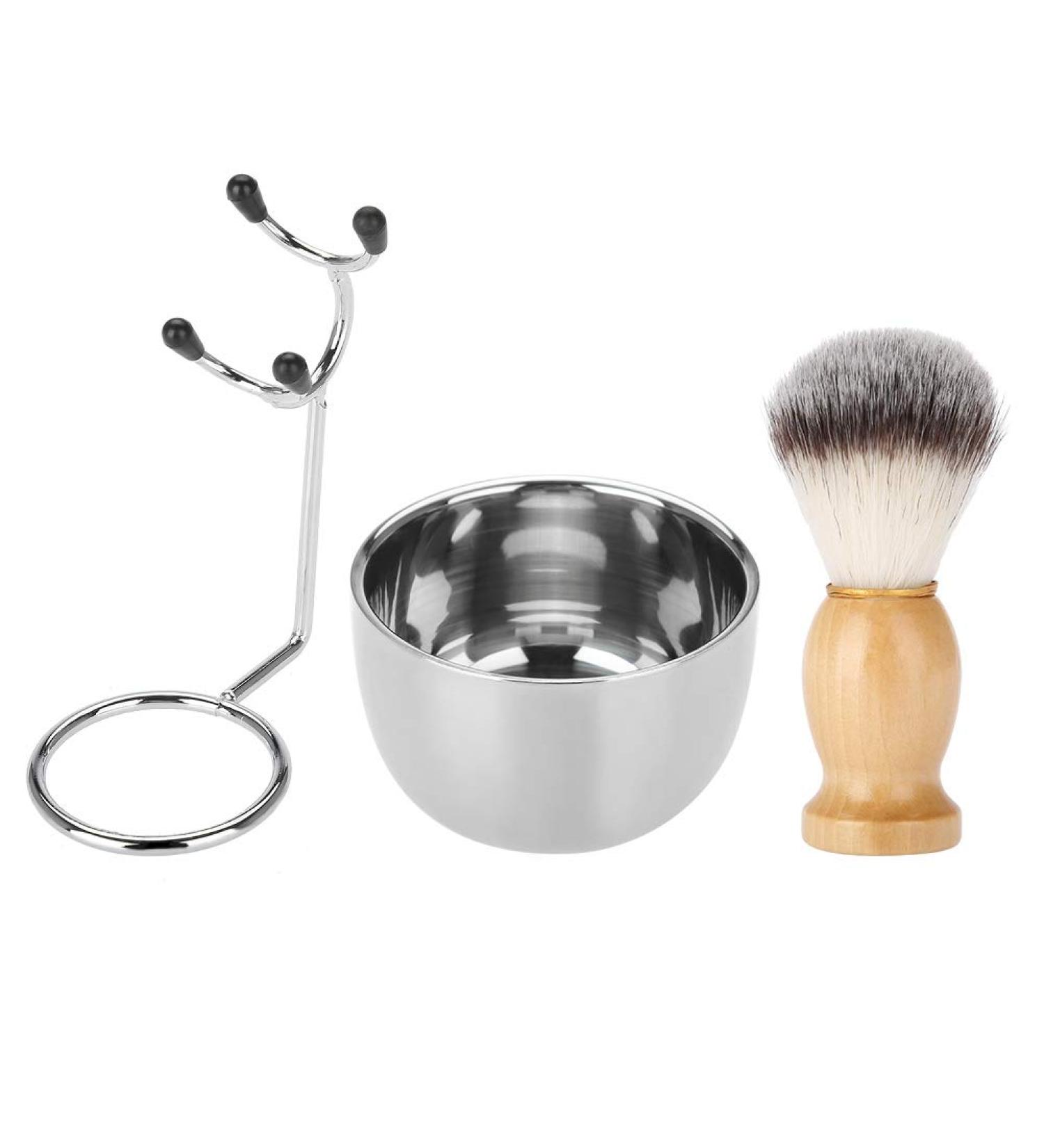 Professional Men's Beard Shaving Set - Stainless Steel Bowl Brush & Mustache Tool for Perfect Grooming - Buy Online on GoSupps.com
