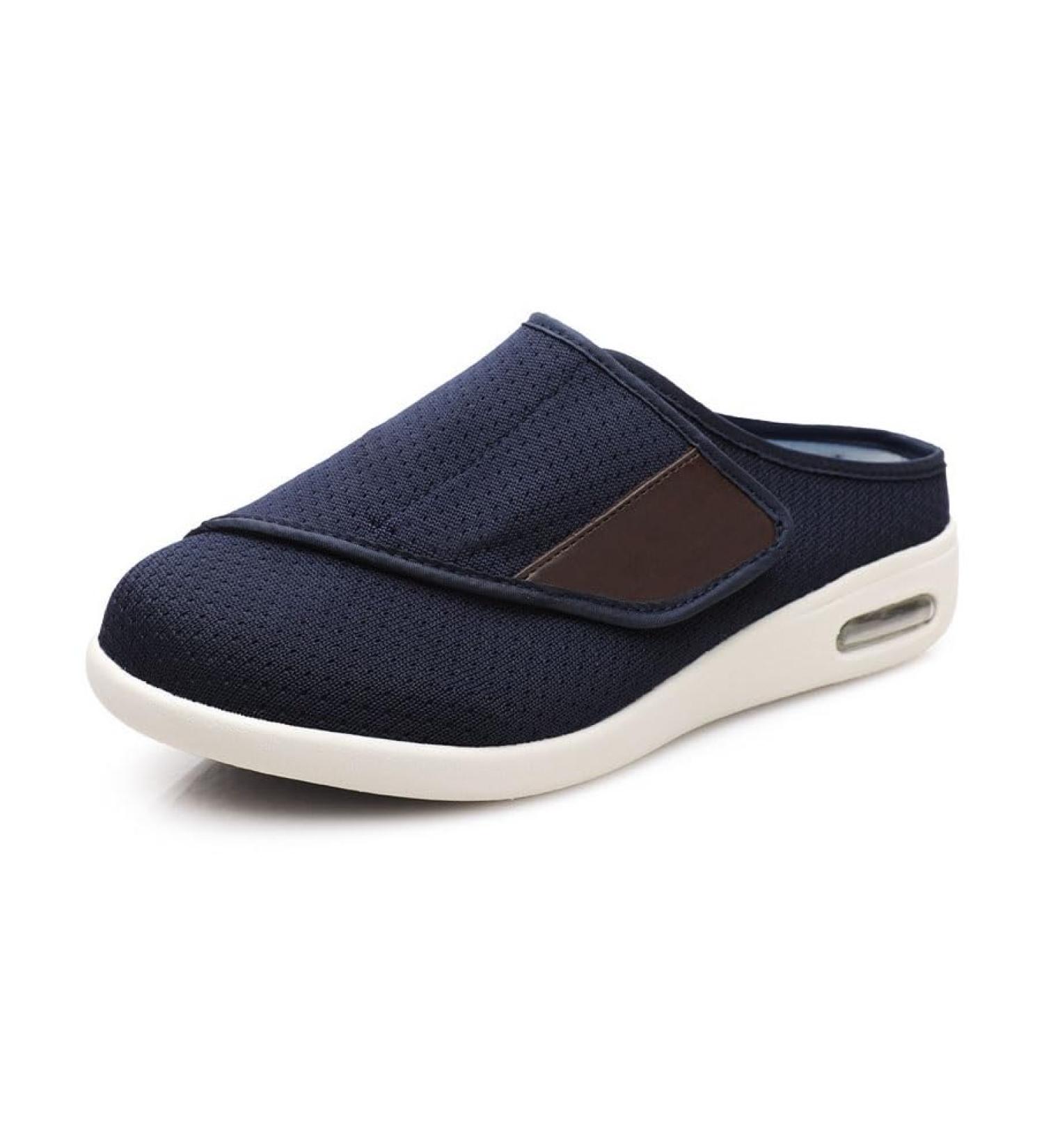 Buy Men's Adjustable Strap Diabetic Slippers - Wide Walking & Orthopedic Edema Shoes for Grandparents (Dark Blue Size 12 - Buy Online on GoSupps.com