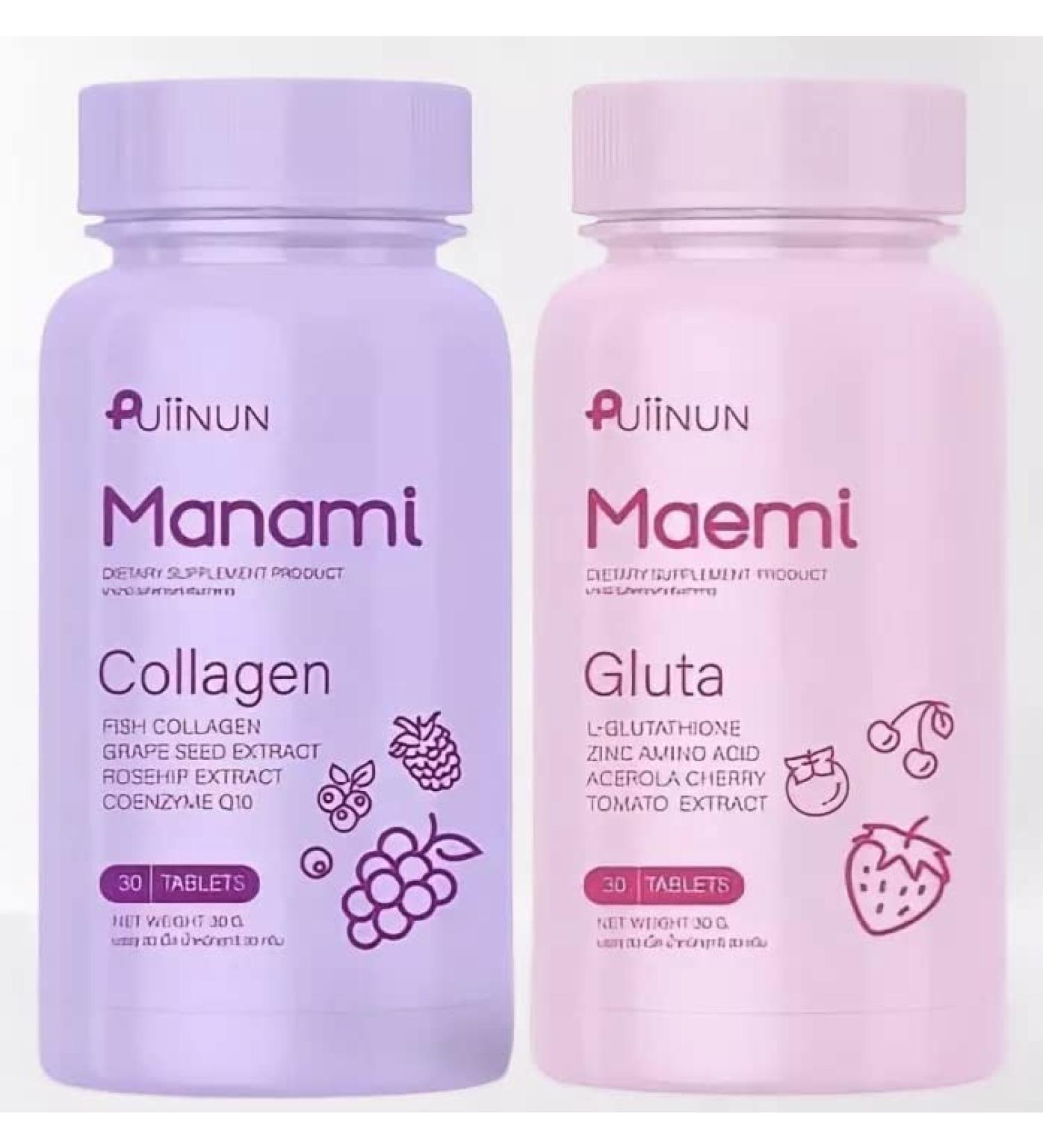 DOK MAI Pack of 2 Maemi Gluta / Manami Collagen 1000mg 30 + 30 Tablet Total 60 Tablets - Buy Online on GoSupps.com