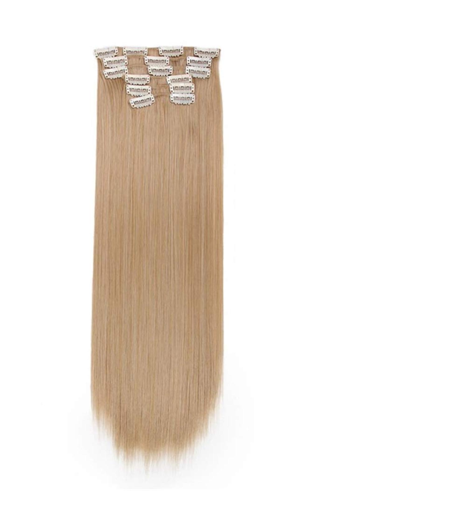 22 Inch Synthetic Clip-In Hair Extensions - Heat-Resistant Wigs for Women | 6 Pieces Set - Style 27-613 - Buy Online on GoSupps.com