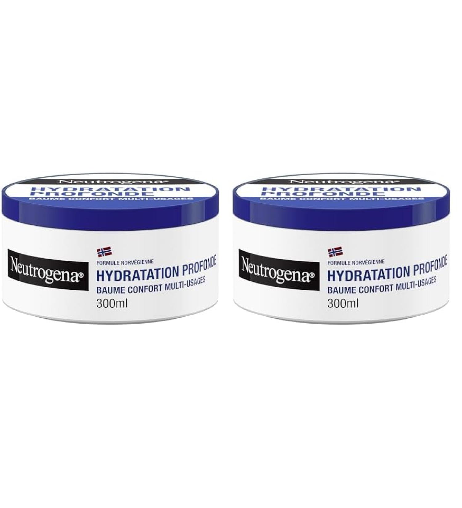 Neutrogena | Baume Confort Multi-Usages Hydratation Profonde (pot de 300 ml) Baume hydratant avec formule norv gienne Baume visage et corps pour les peaux s ches (Lot de 2)