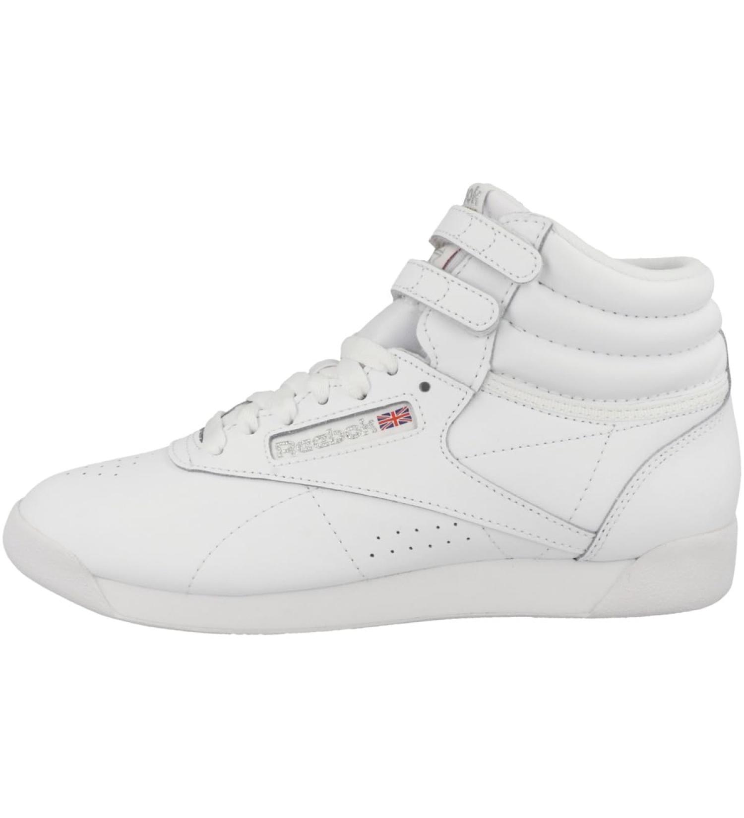 Shop Reebok Women's Freestyle Hi High-Top Sneakers - White/Int White/Silver Size 38 EU | International Shipping Available - Buy Online on GoSupps.com