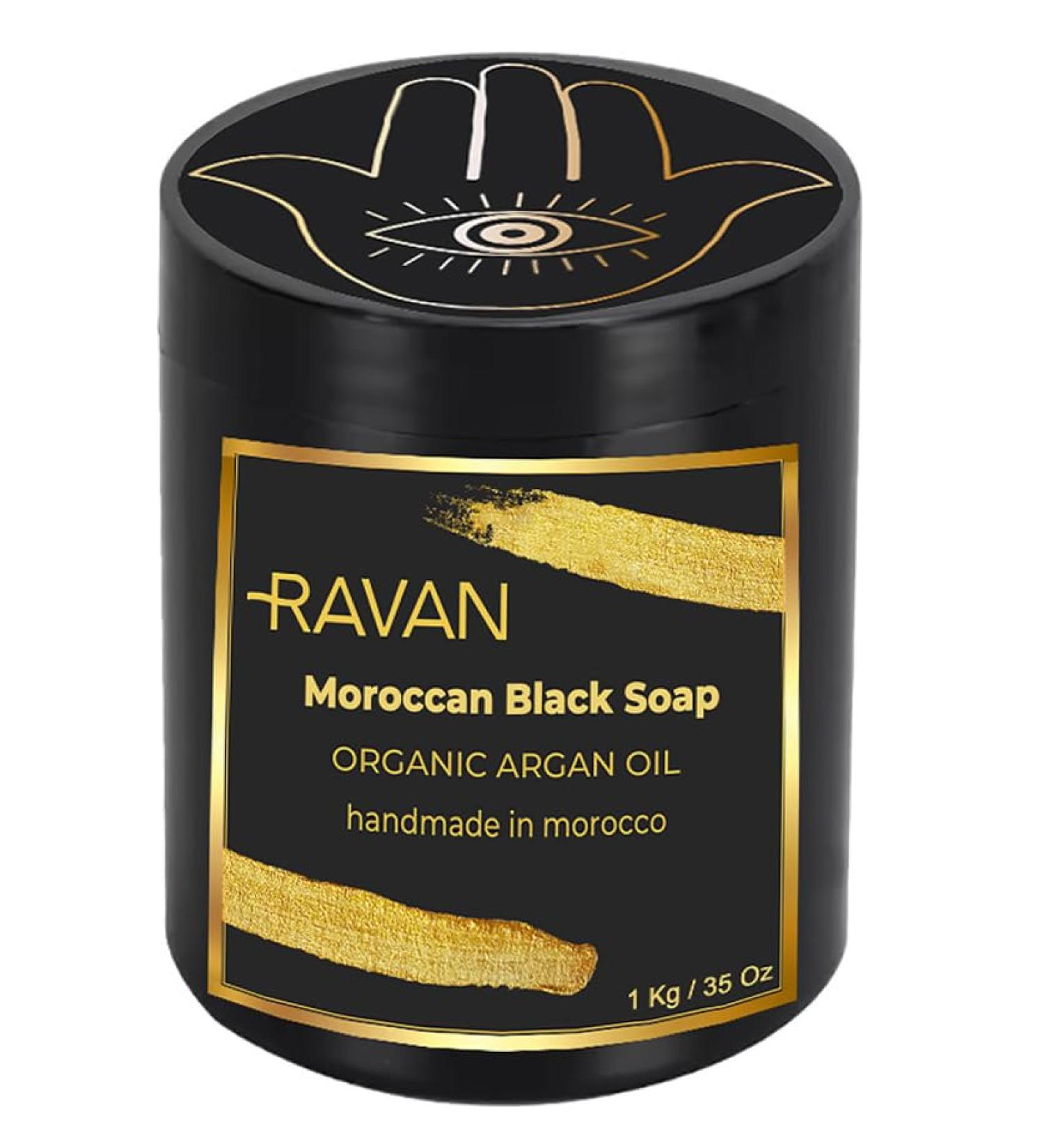 Ravan Moroccan Black Soap with Organic Argan Oil - 100% Natural Traditional Hammam Beldi | Artisan Soap 2.2 lb for Radiant Skin - Buy Online on GoSupps.com