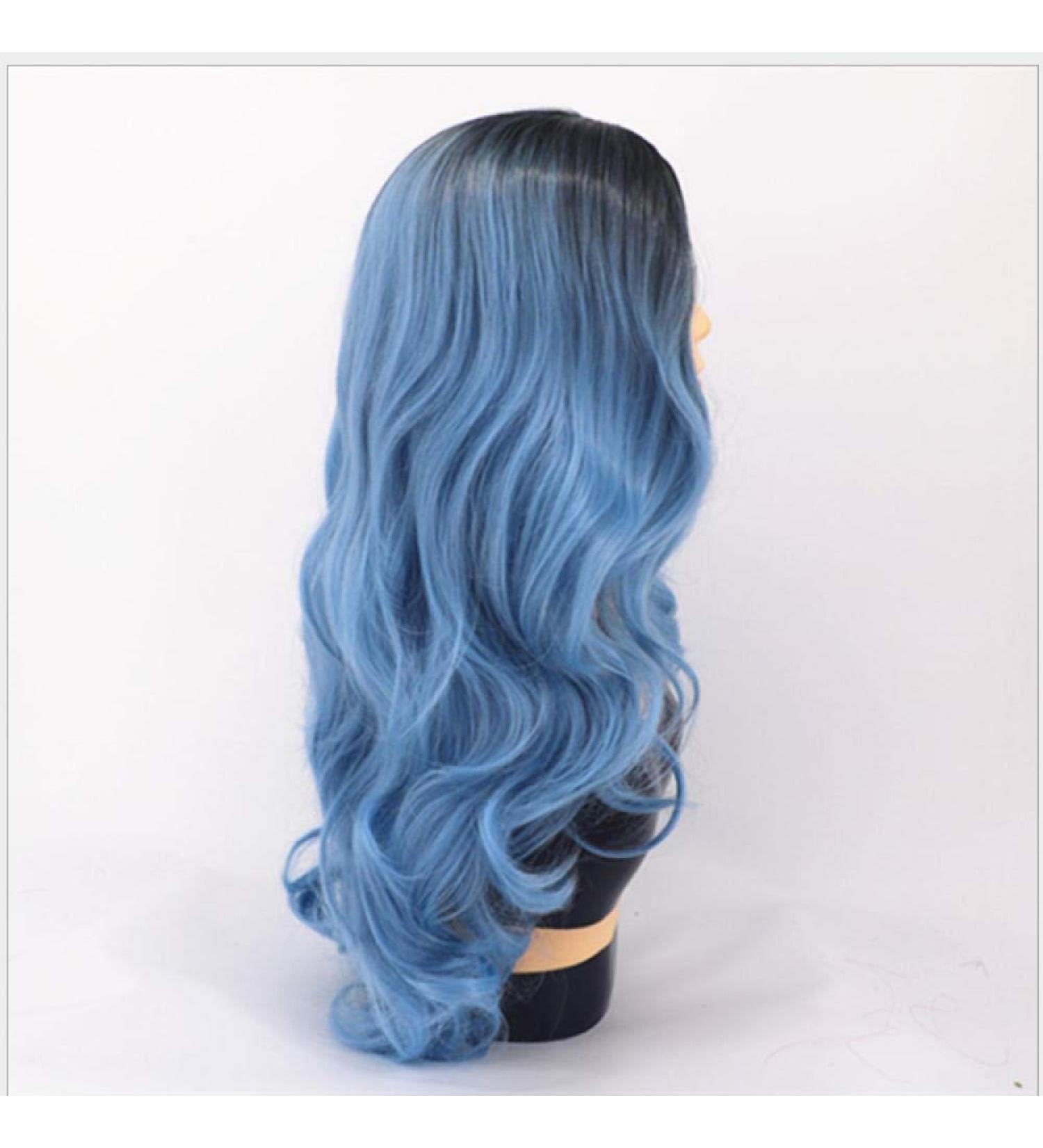 Buy BGHJUE African Blue Long Roll Synthetic Lace Front Wig - Soft Heat Resistant Hair for Black Women - International Shipping Available - Buy Online on GoSupps.com