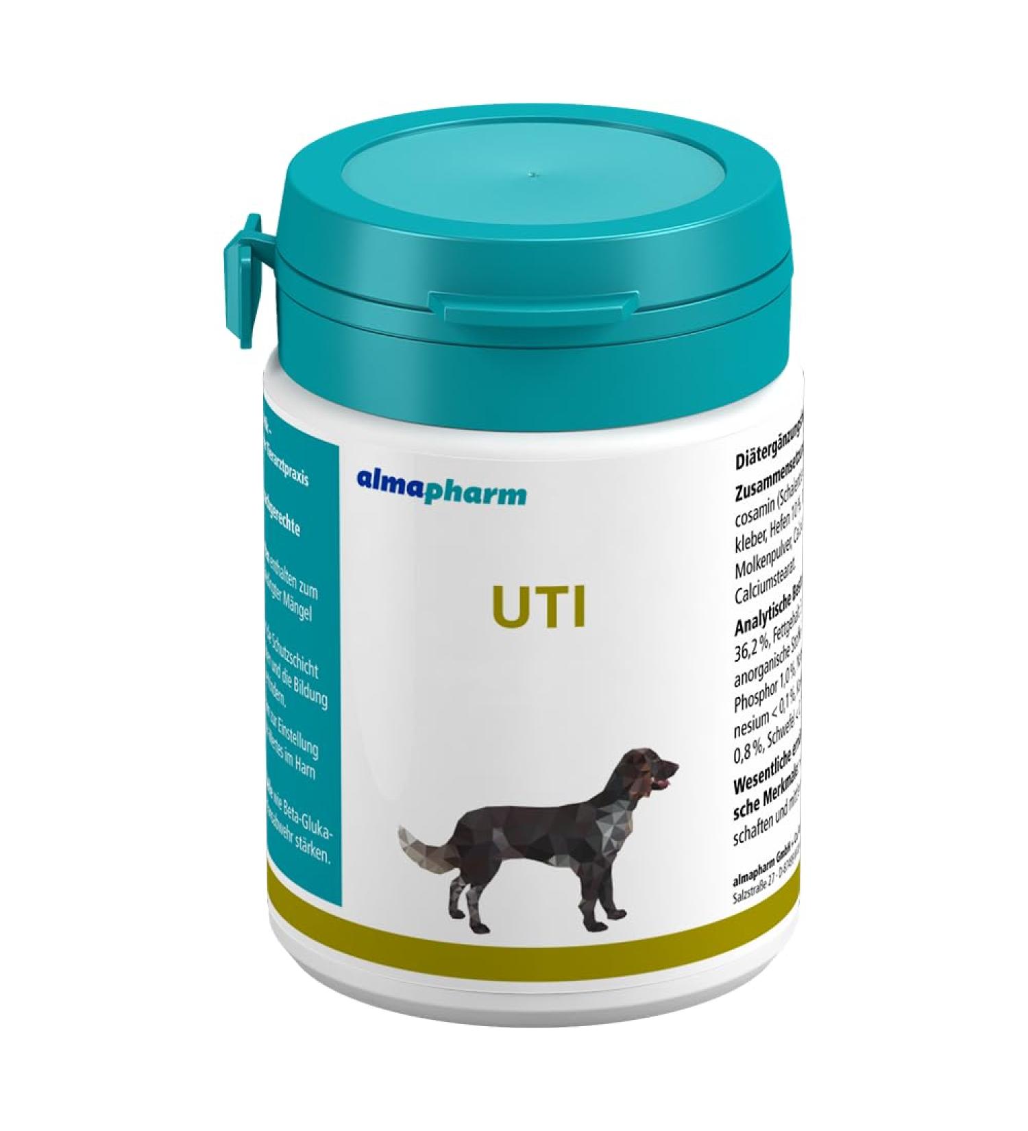 almapharm UTI | 30 tablets | Food supplement for dogs | May help support urinary function | To prevent the formation of urinary crystals - Buy Online on GoSupps.com