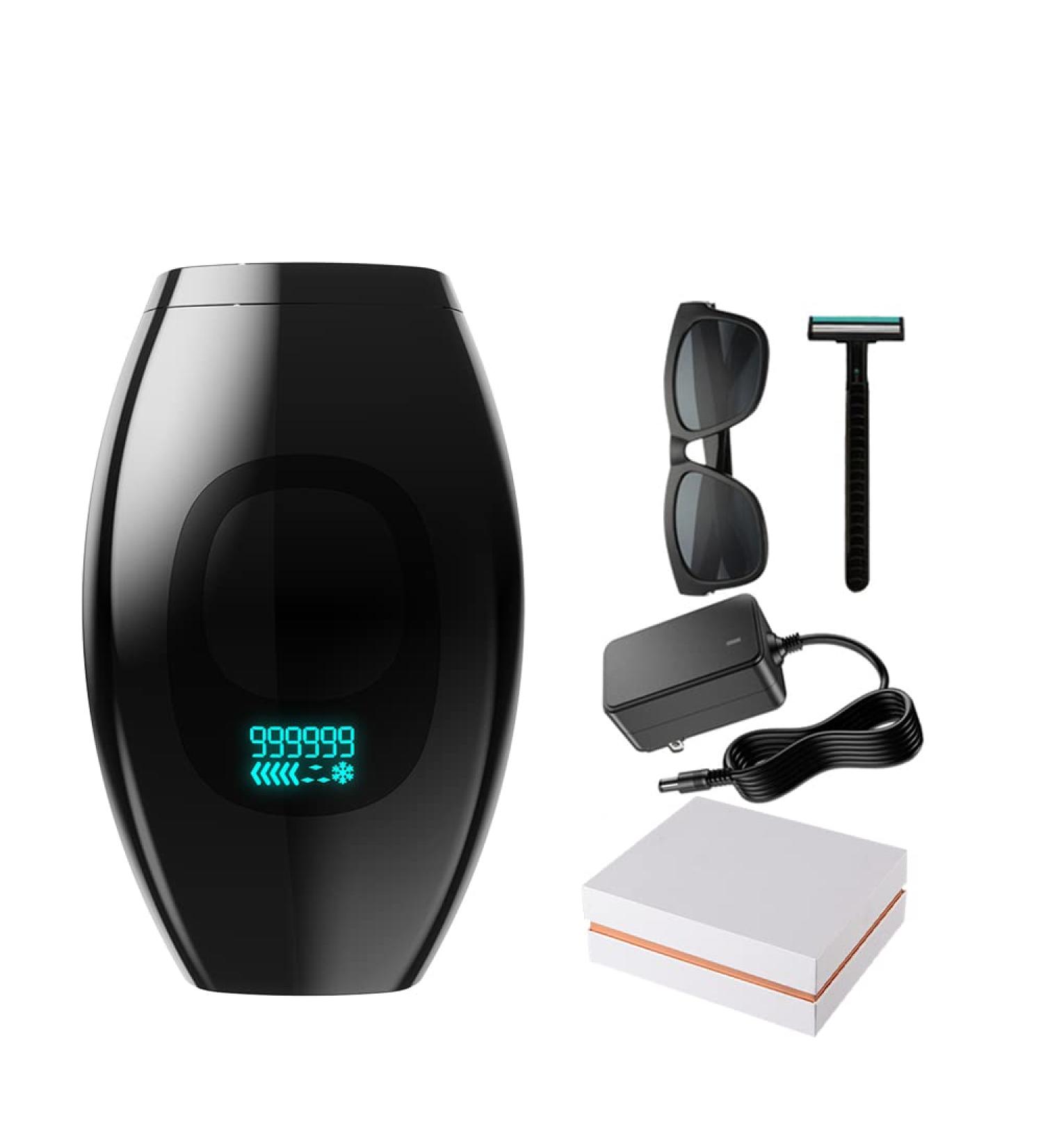 IPL Hair Removal Device with Ice Skate System - 5 Energy Levels 999 900 Light Impulses Permanent Painless Hair Remover (Black) - Buy Online on GoSupps.com