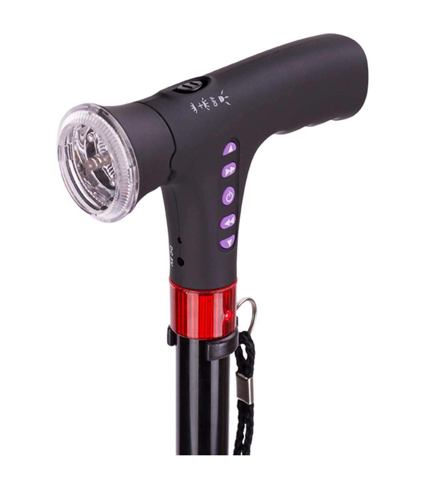 Walking Cane with Light Canes Led Light Alarm Walking Stick with Light Folding Cane with Led Light Walking Canes for Seniors Travel Adjustable Cane with Alarm Led Light Radio - Buy Online on GoSupps.com