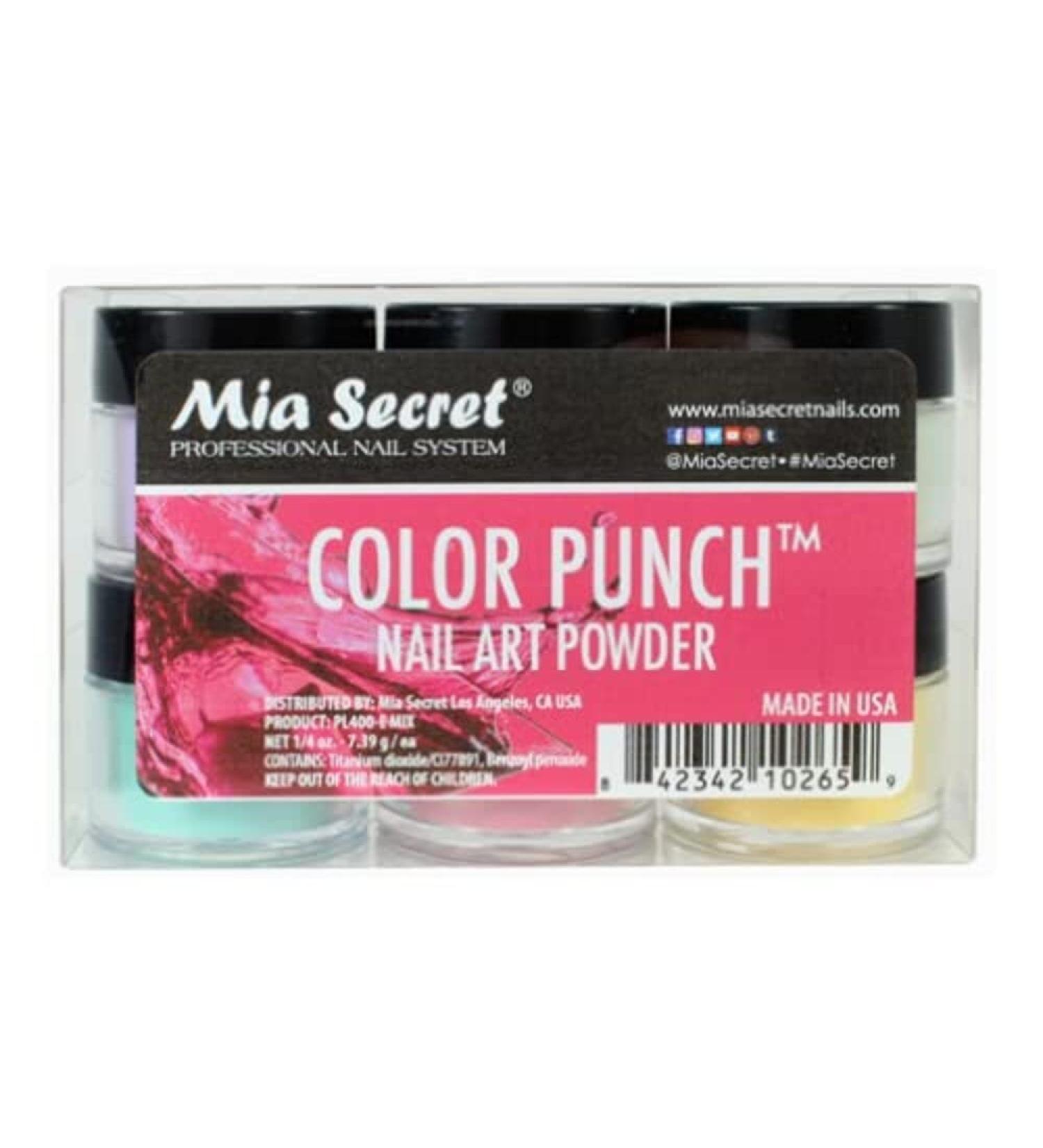 Mia Secret Professional Nail System PUNCH Collection Nail Acrylic Powder 6 Count