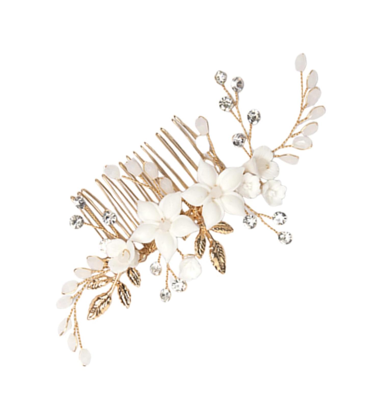 HONMEET Bridal Headwear Hair Accessories for Women Side Comb for Hair Decorative Hair Combs Hair Comb Clips Hair Accessories for Bride Wedding Bride Headpiece Flower Hair Comb Alloy - Buy Online on GoSupps.com