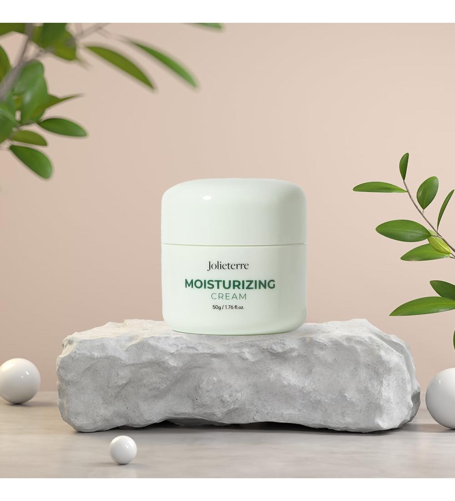 Jolieterre Moisturizing Cream Deep Hydration with Centella Asiatica & Donkey Milk Peptide Soothing & Anti-Aging Face Cream for Dry Sensitive and Mature Skin 50ml