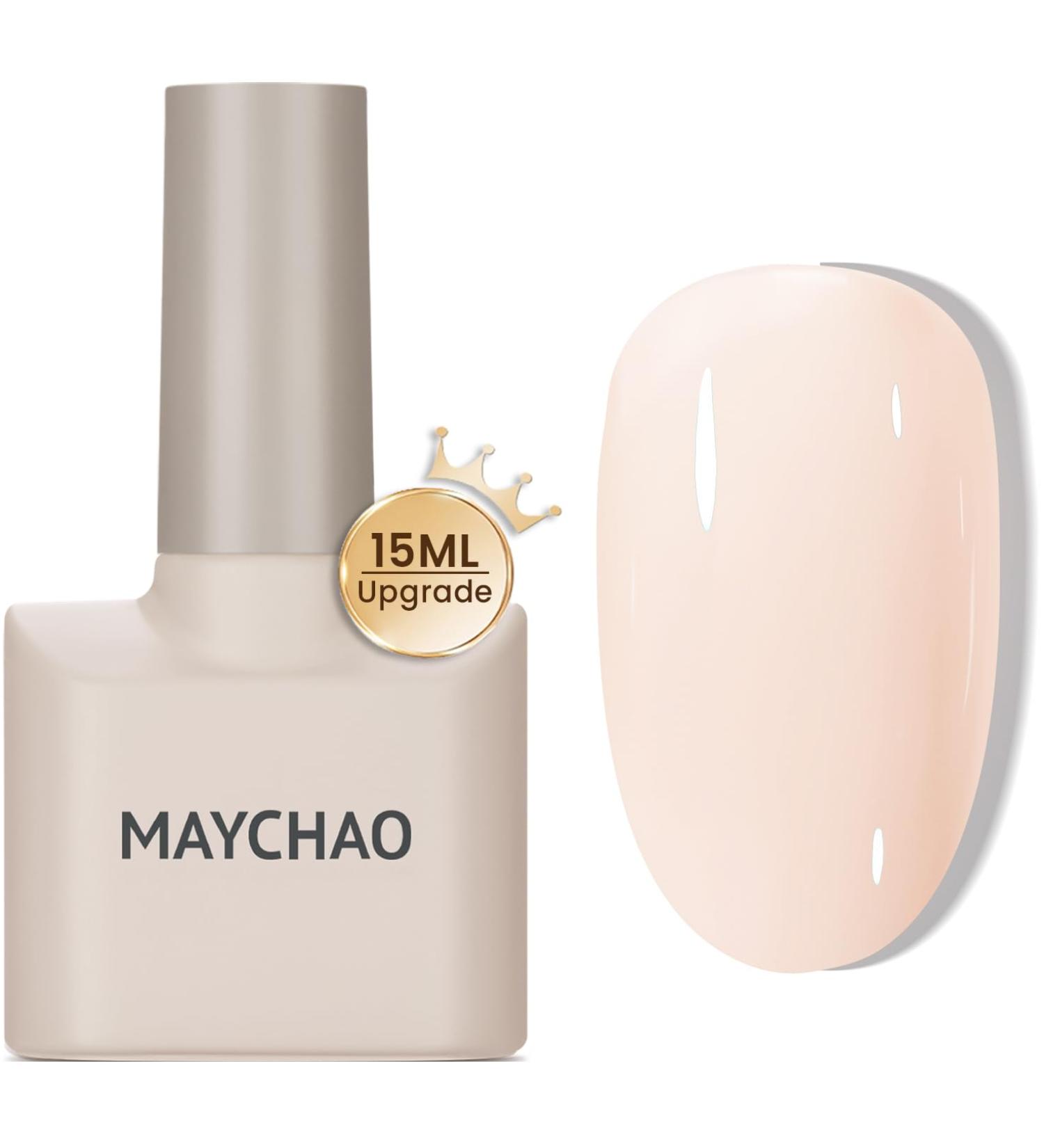 MAYCHAO 15ML Jelly Gel Nail Polish - Apricot Translucent Nude Soak Off UV Gel Polish - Neutral Color for French Manicure - Buy Online on GoSupps.com