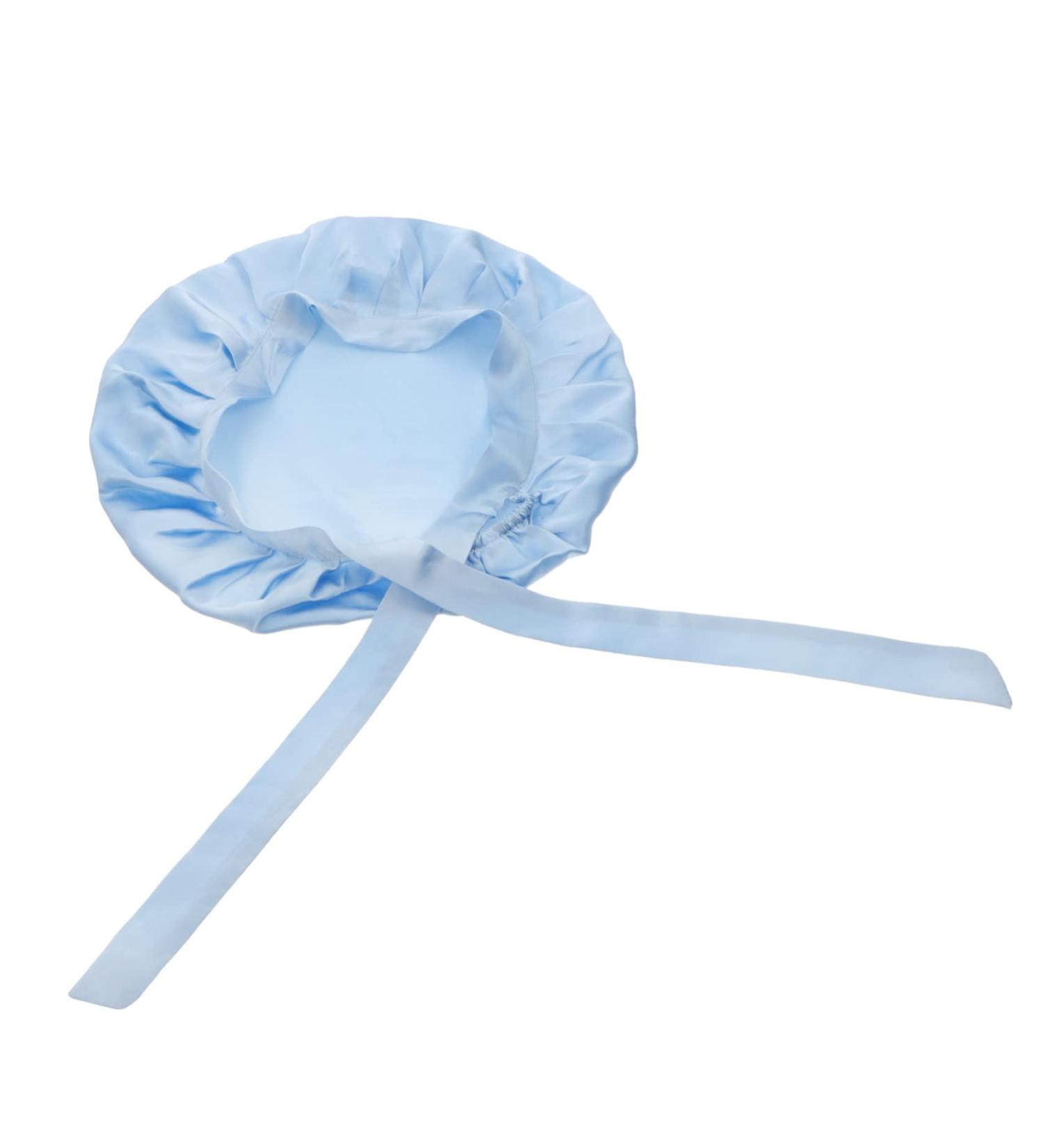Silk Adjustable Hair Tie Bonnet for Sleeping - Blue | Healeved 1pc Soft Silk Hair Wrap Shower Cap for Night Sleep Care - Buy Online on GoSupps.com