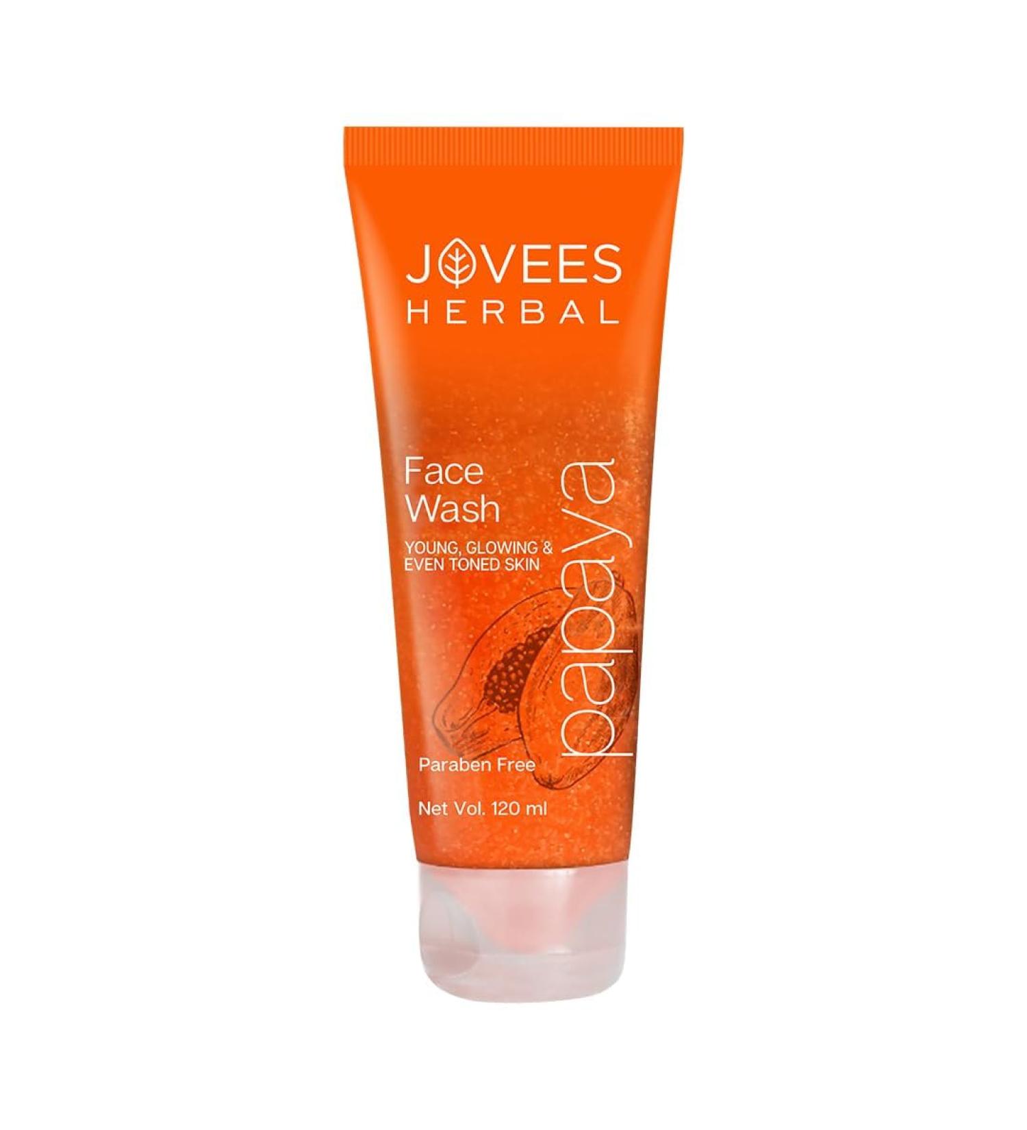 Jjovveess Herbal Papaya Face Wash For Glowing and Clear Skkin with Papaya & Bilberry Ext | Gentle Cleanser For Brightens Skkin Removes Pigmentation & Dark Spots | For All Skkin Types - 120ML - Buy Online on GoSupps.com