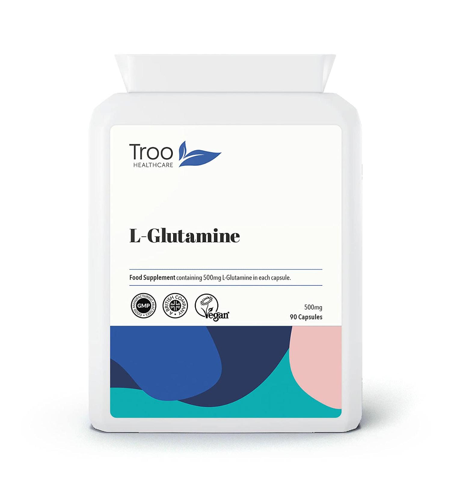 L-Glutamine Supplement 500mg - 90 High Strength Capsules | Targeted Release Amino Acid - Buy Online on GoSupps.com